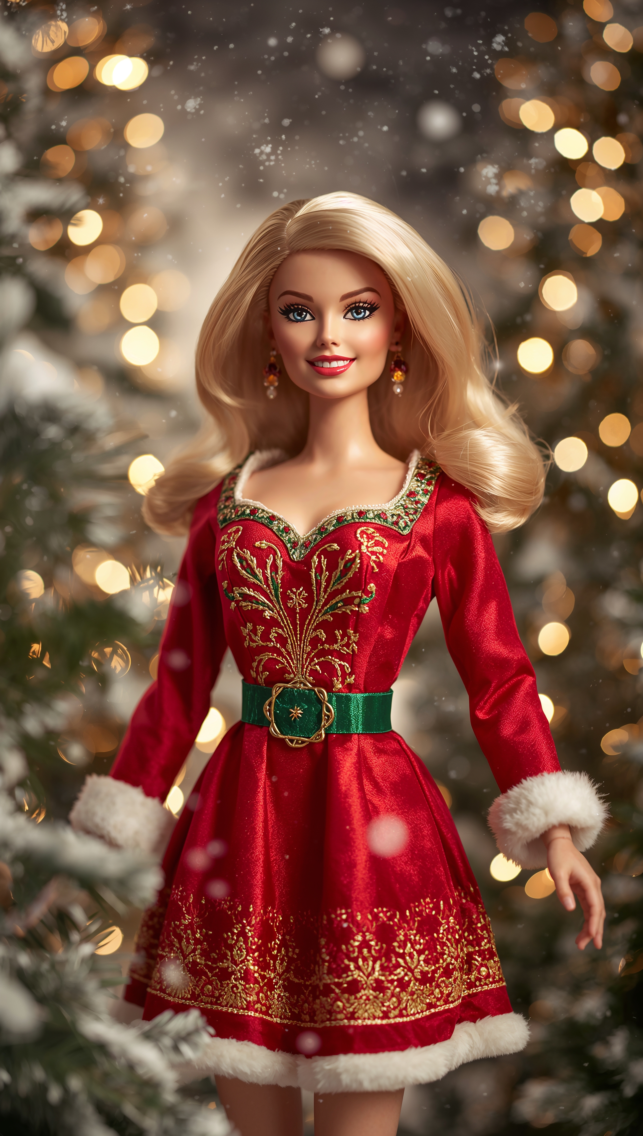 Barbie 4K Christmas festive wallpaper