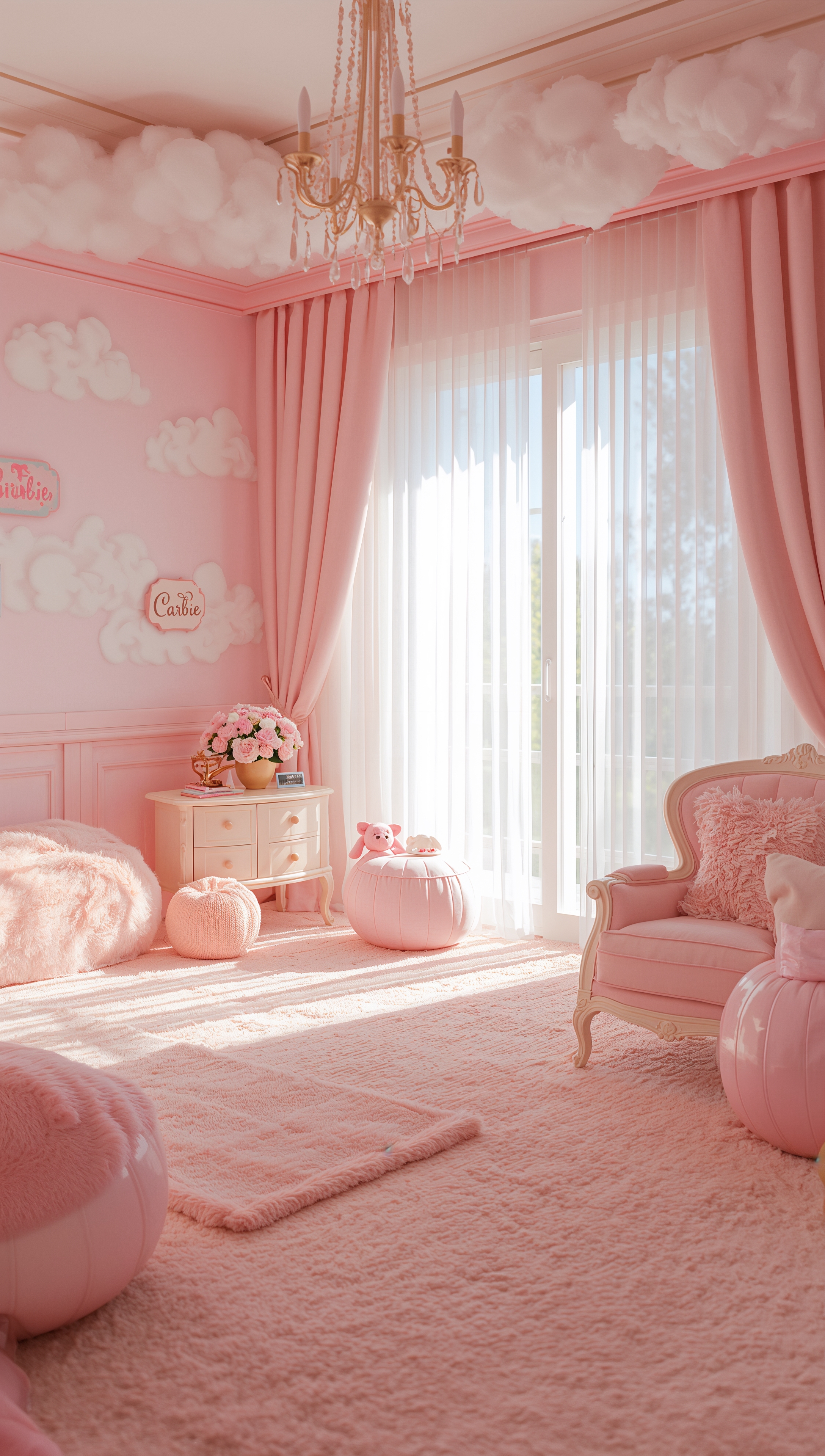 Barbie 4K pastel pink room wallpaper