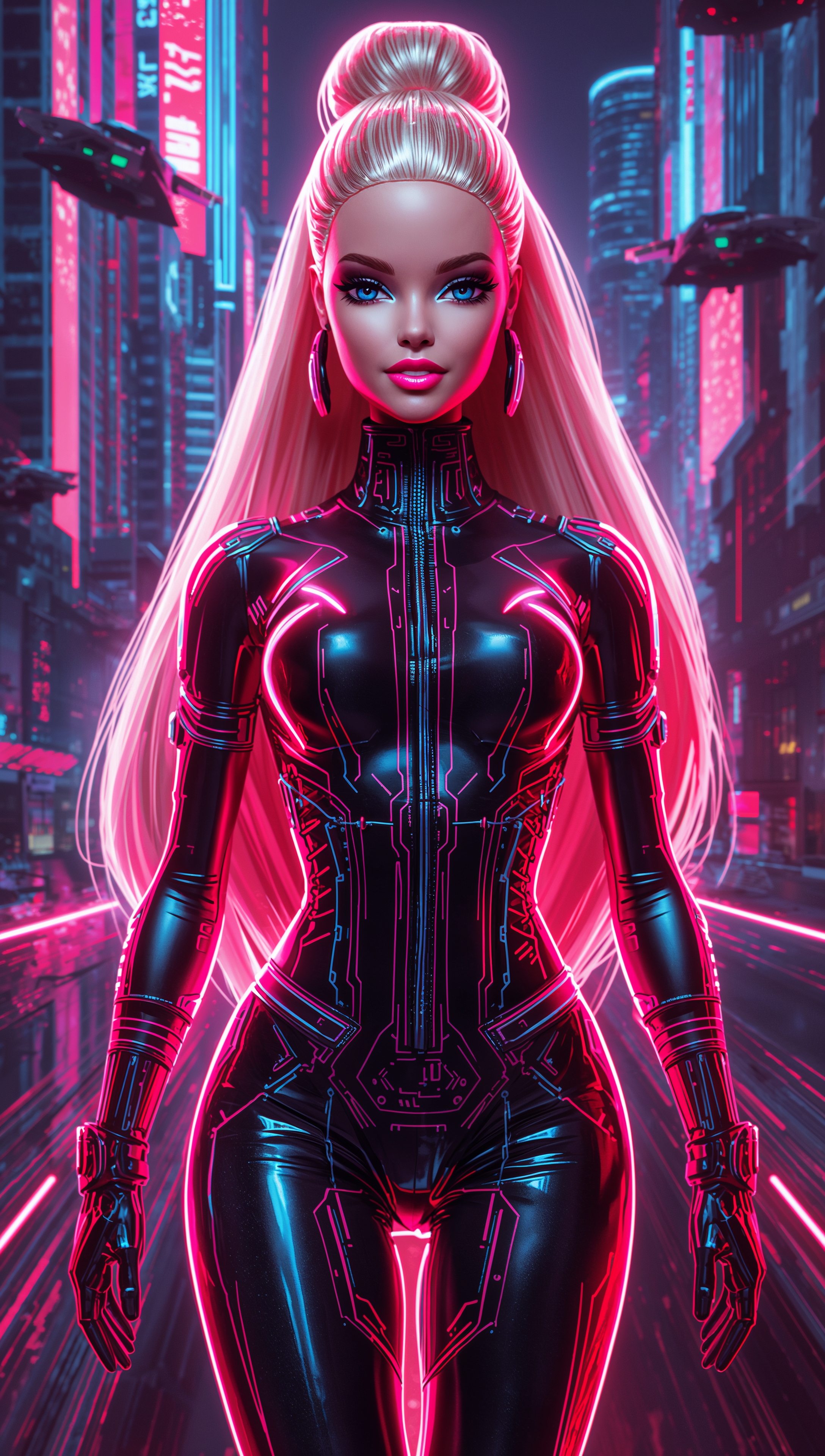 Barbie 4K cyberpunk neon wallpaper