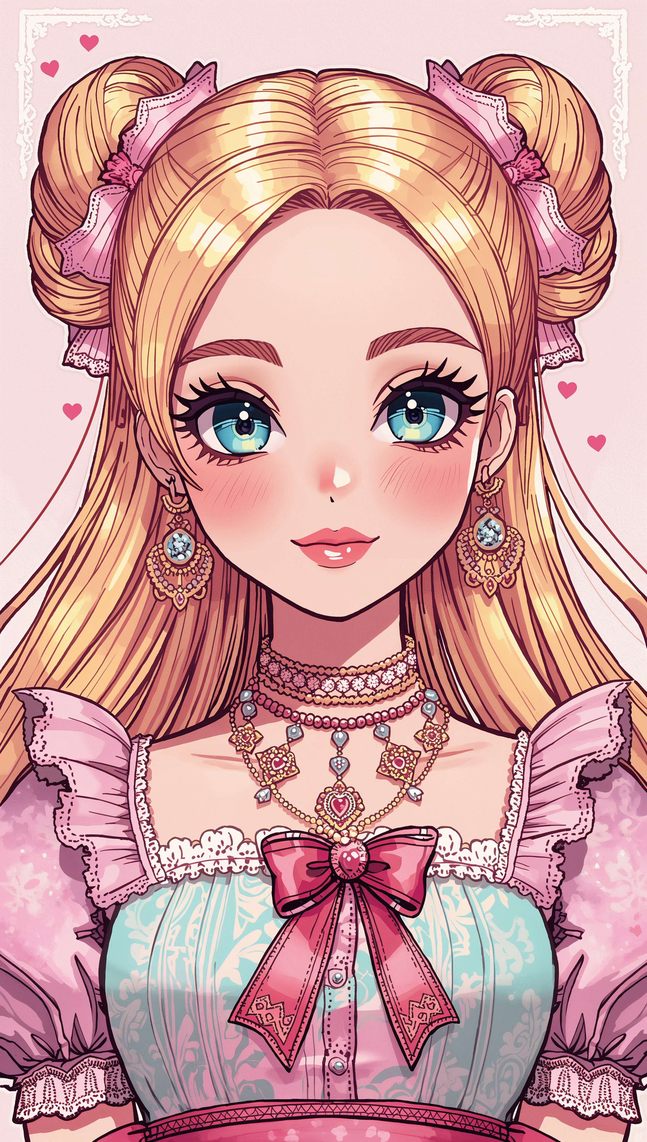 Barbie anime style illustration, kawaii look, 4K