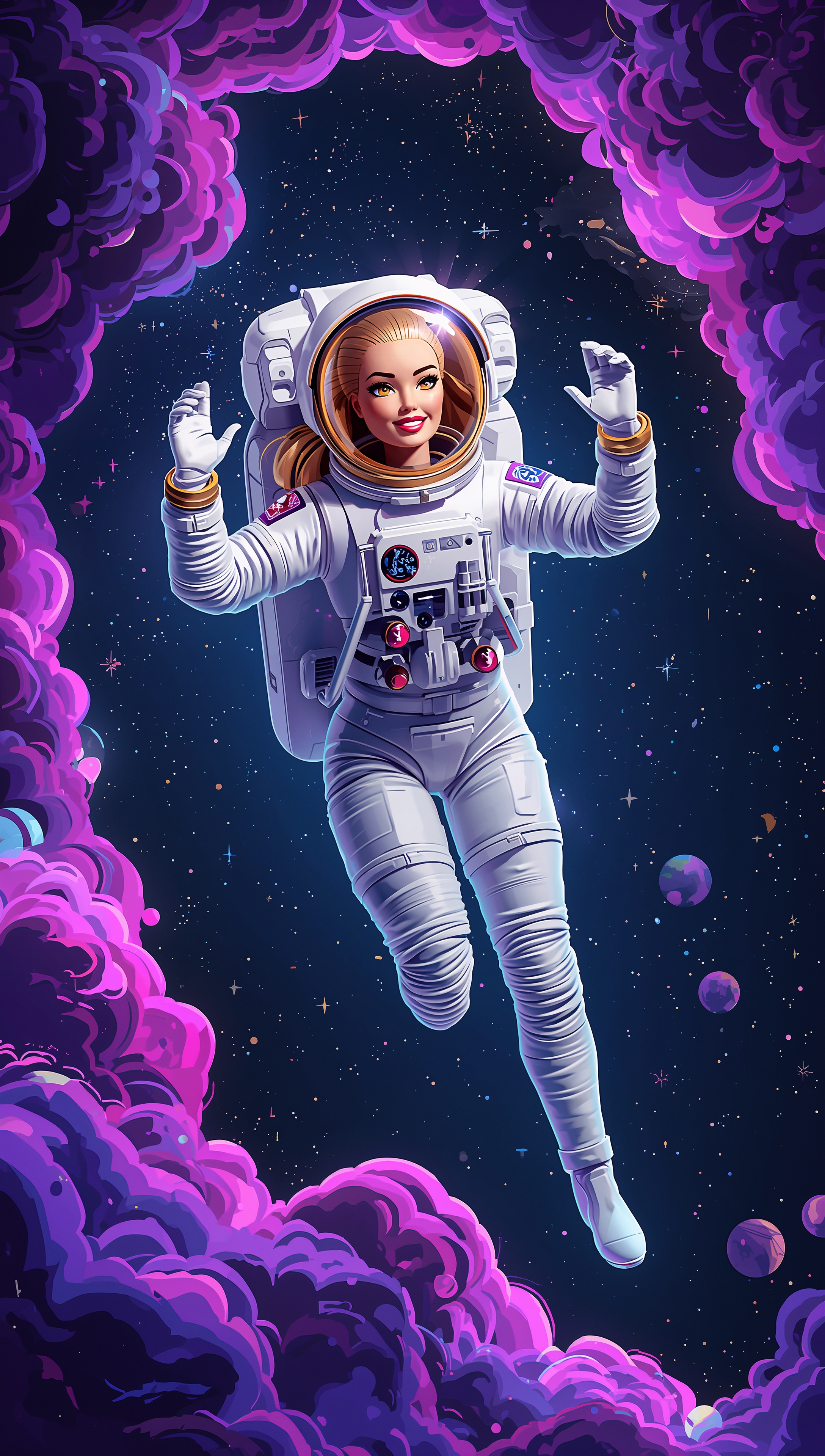 Barbie 4K astronaut galaxy wallpaper
