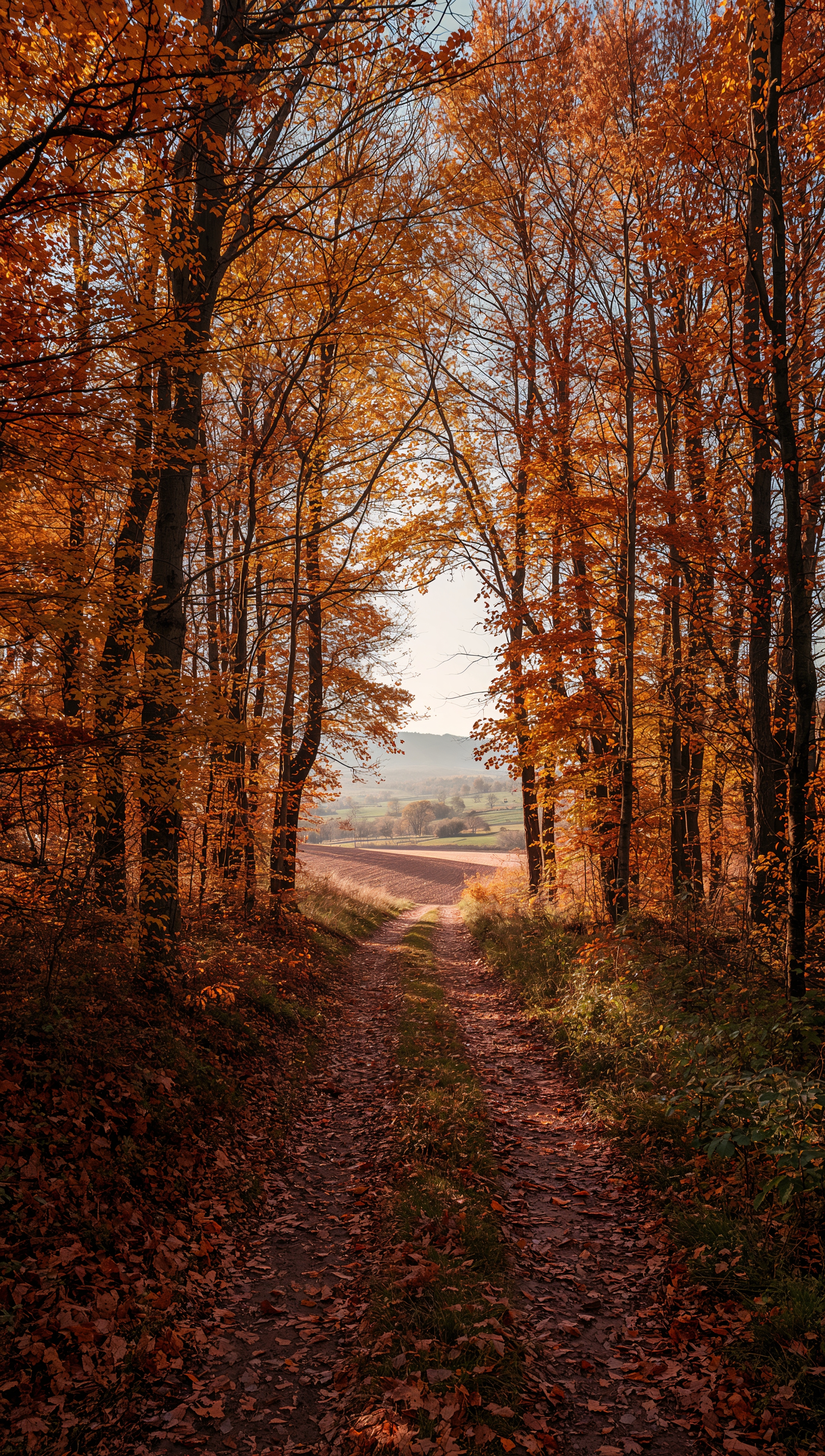 Country forest iPhone wallpaper – autumn pathway