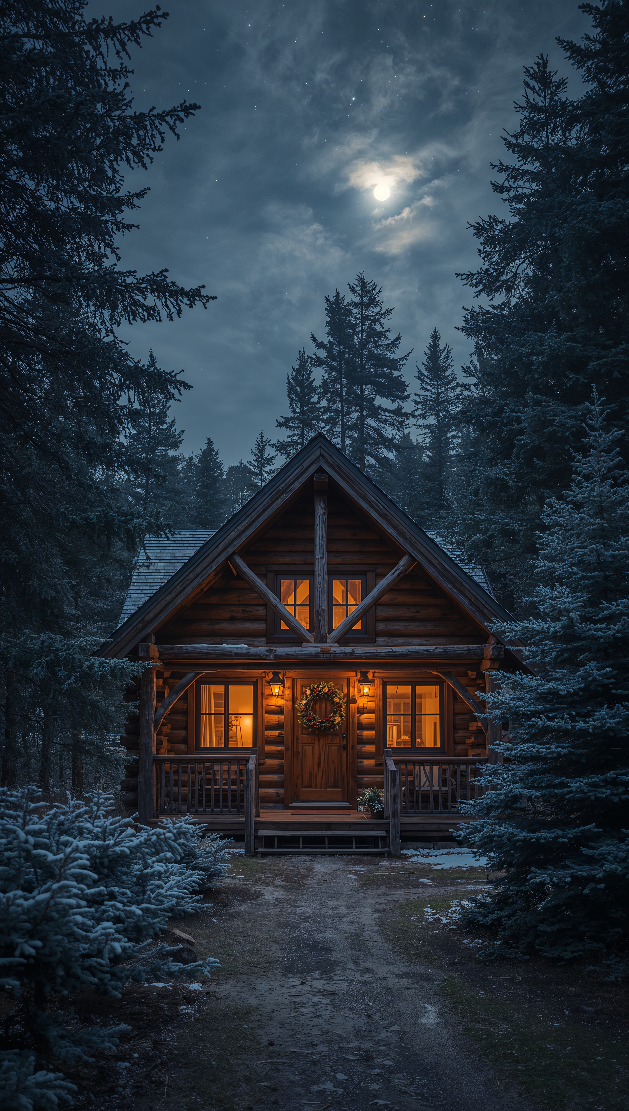 Country cabin iPhone wallpaper – cozy mountain retreat