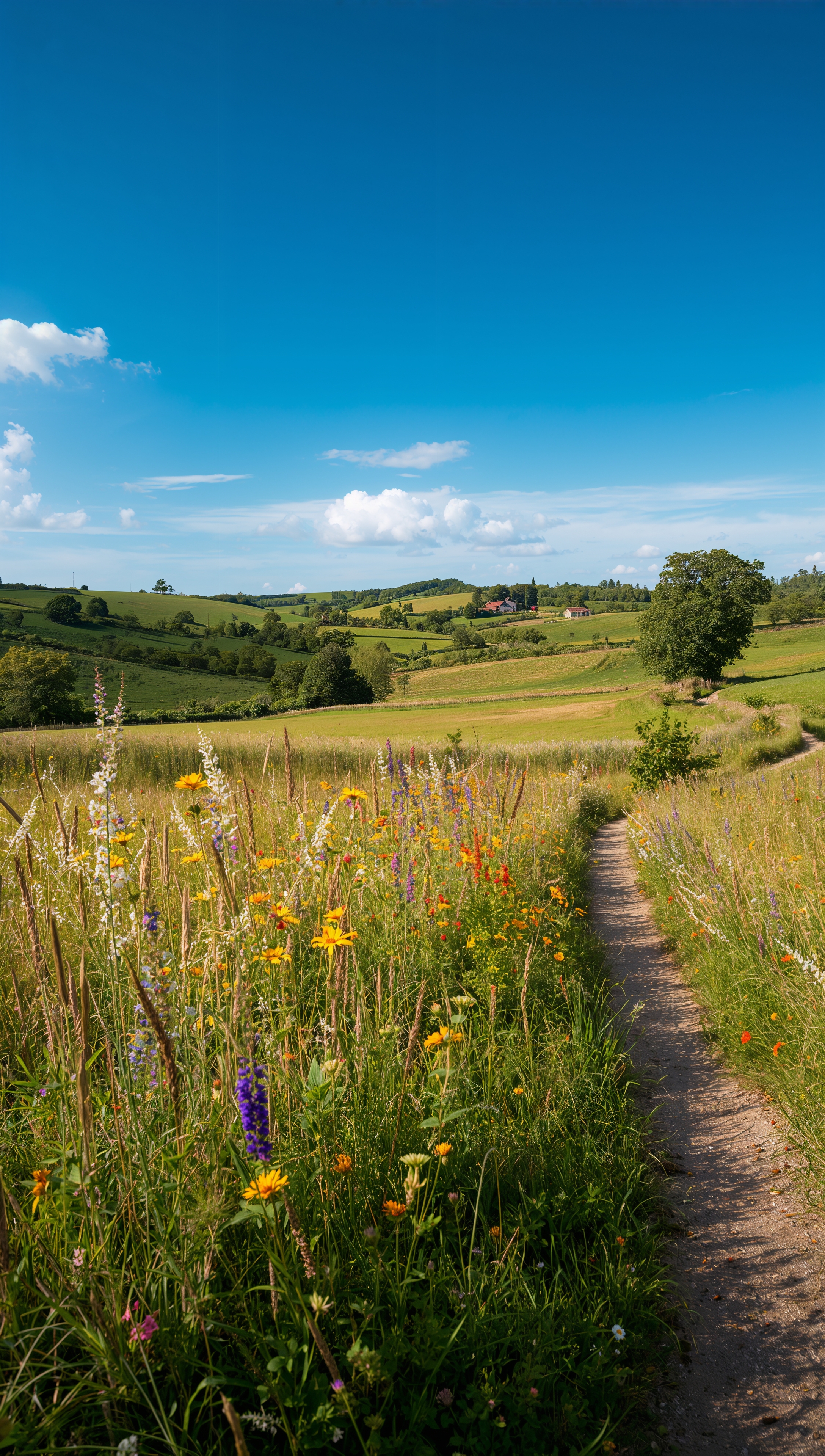 Country hills iPhone wallpaper – spring wildflowers