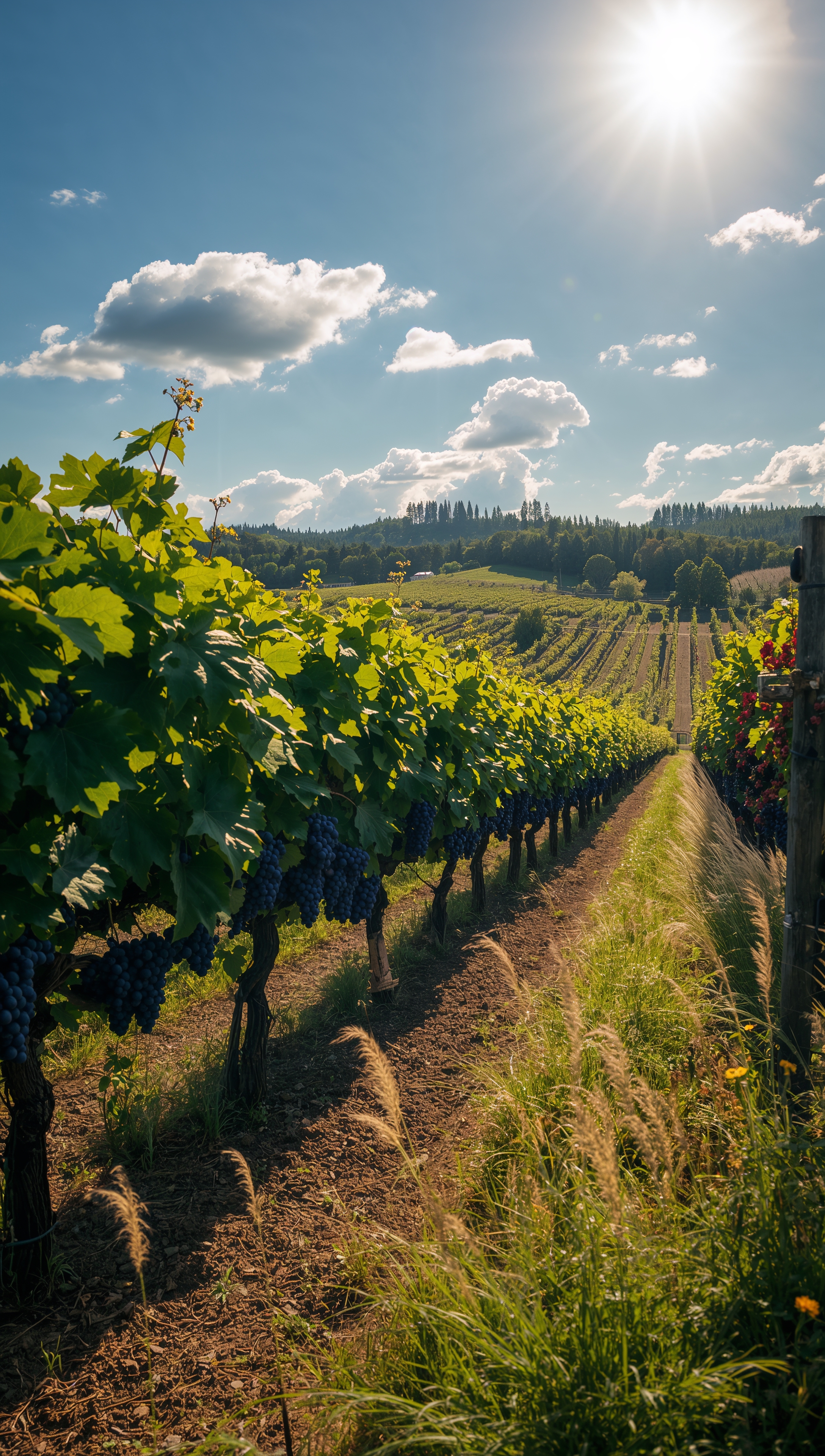 Country vineyard iPhone wallpaper – sunny grape fields