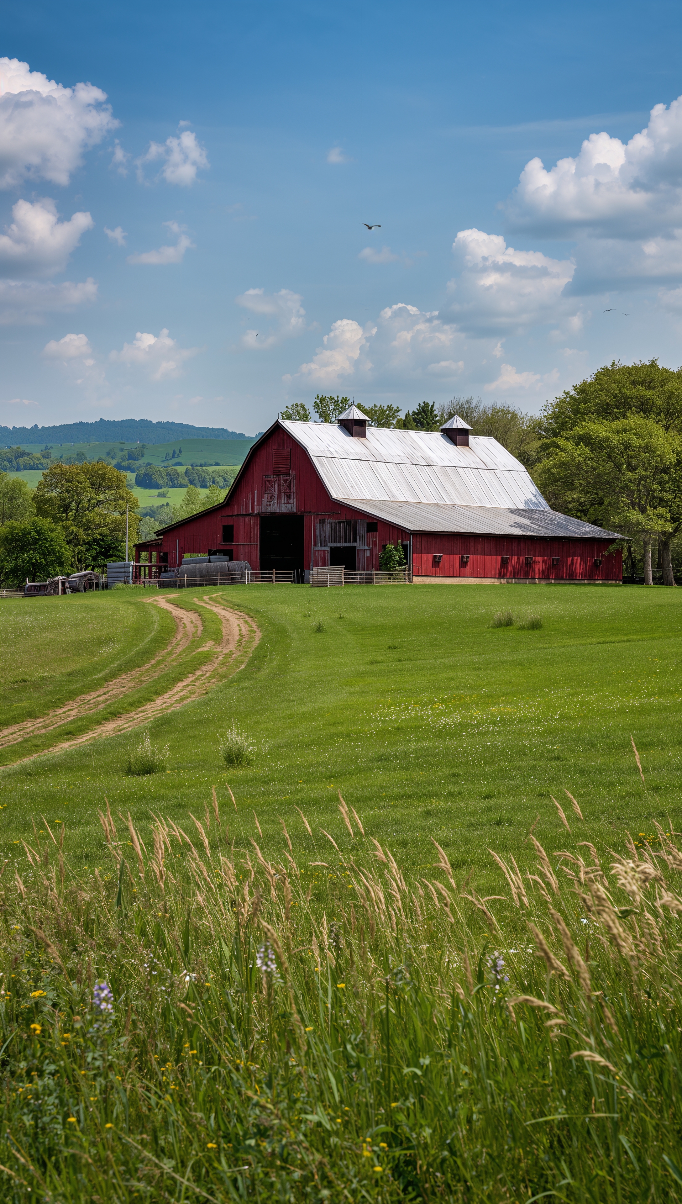 Country farm iPhone wallpaper – rustic barn view