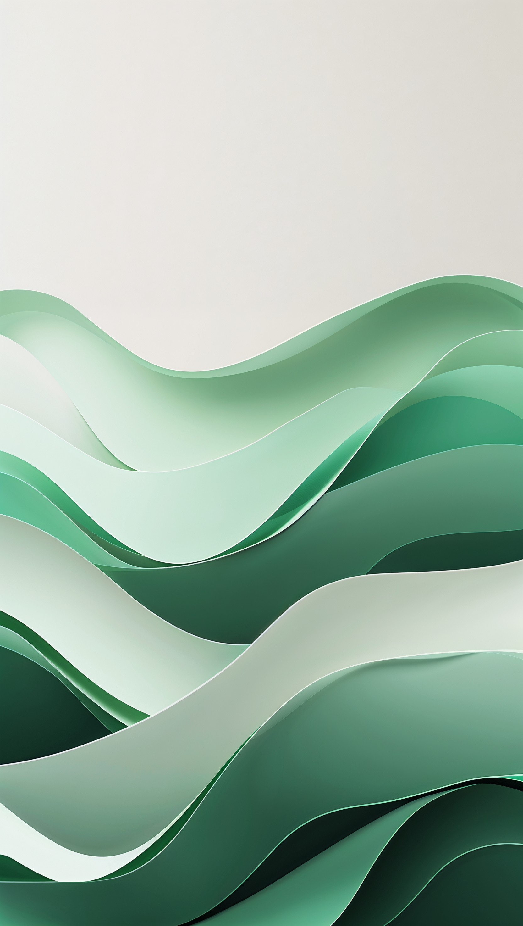 Clean iPhone wallpaper with layered translucent green waves