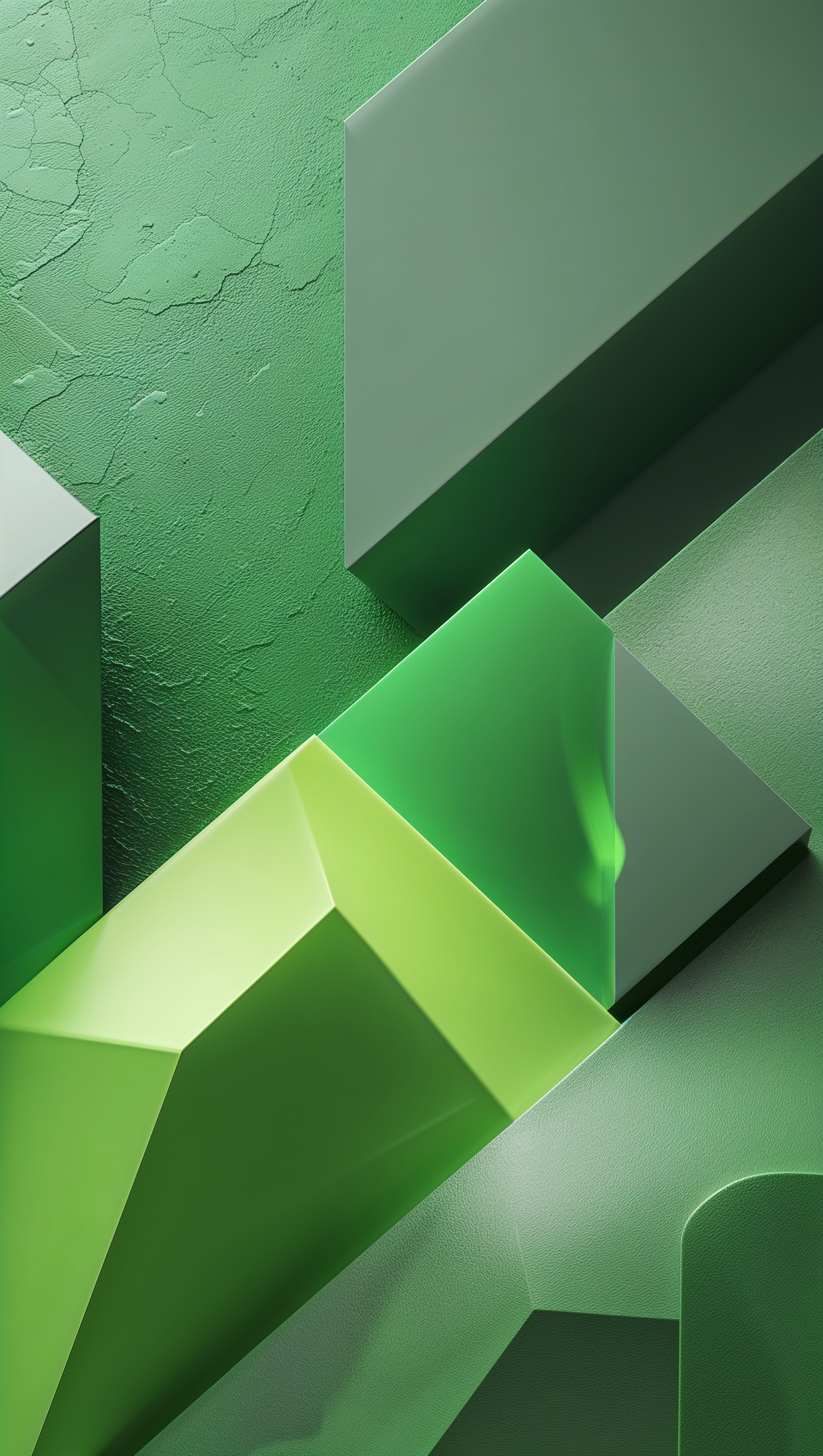 Abstract geometric green design with modern texture and glassy highlights