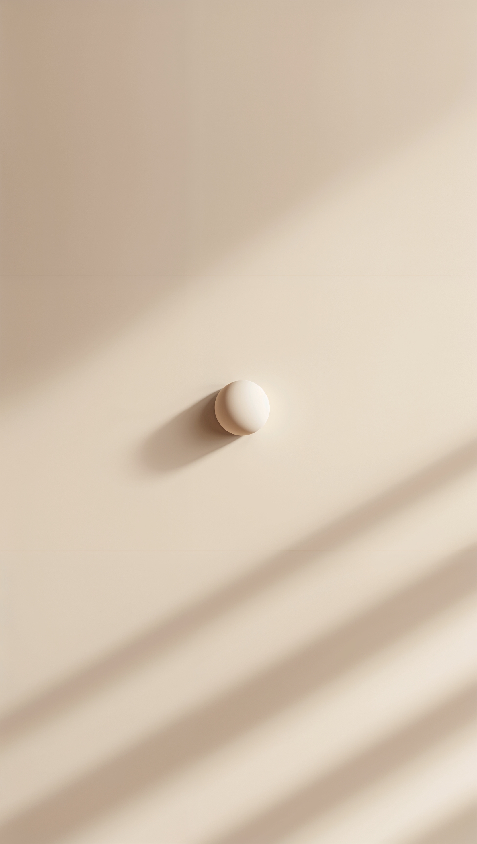 Minimalist beige background with soft shadow and centered dot, iPhone vertical format