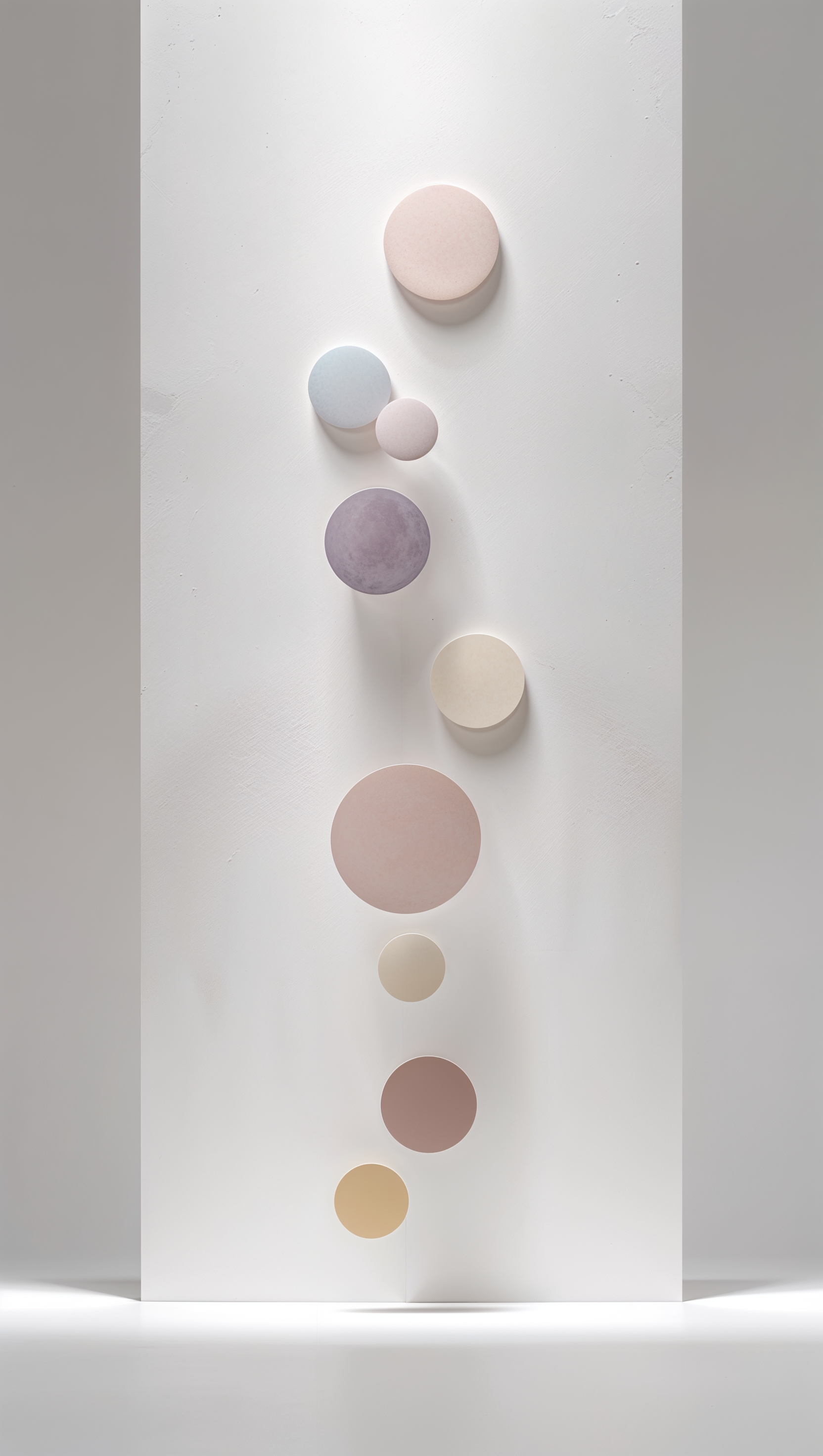 Vertical abstract geometry with pastel circles and empty space