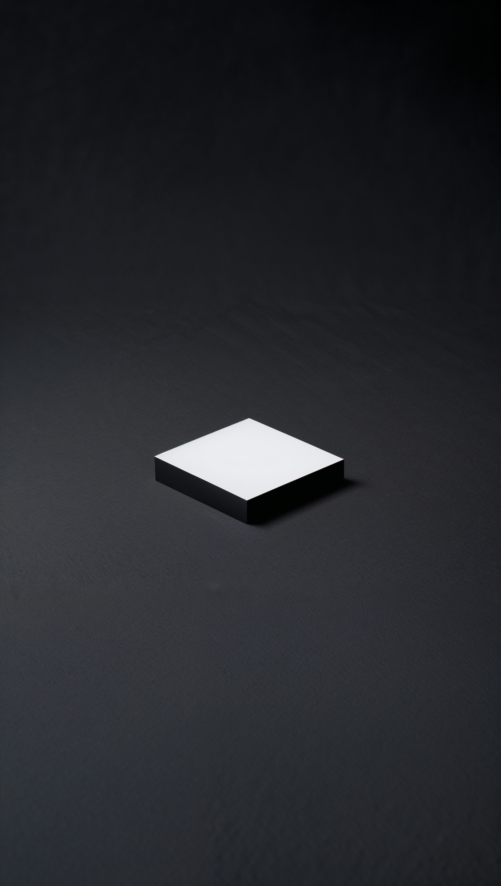 Black background with tiny centered white square, ultra-minimal