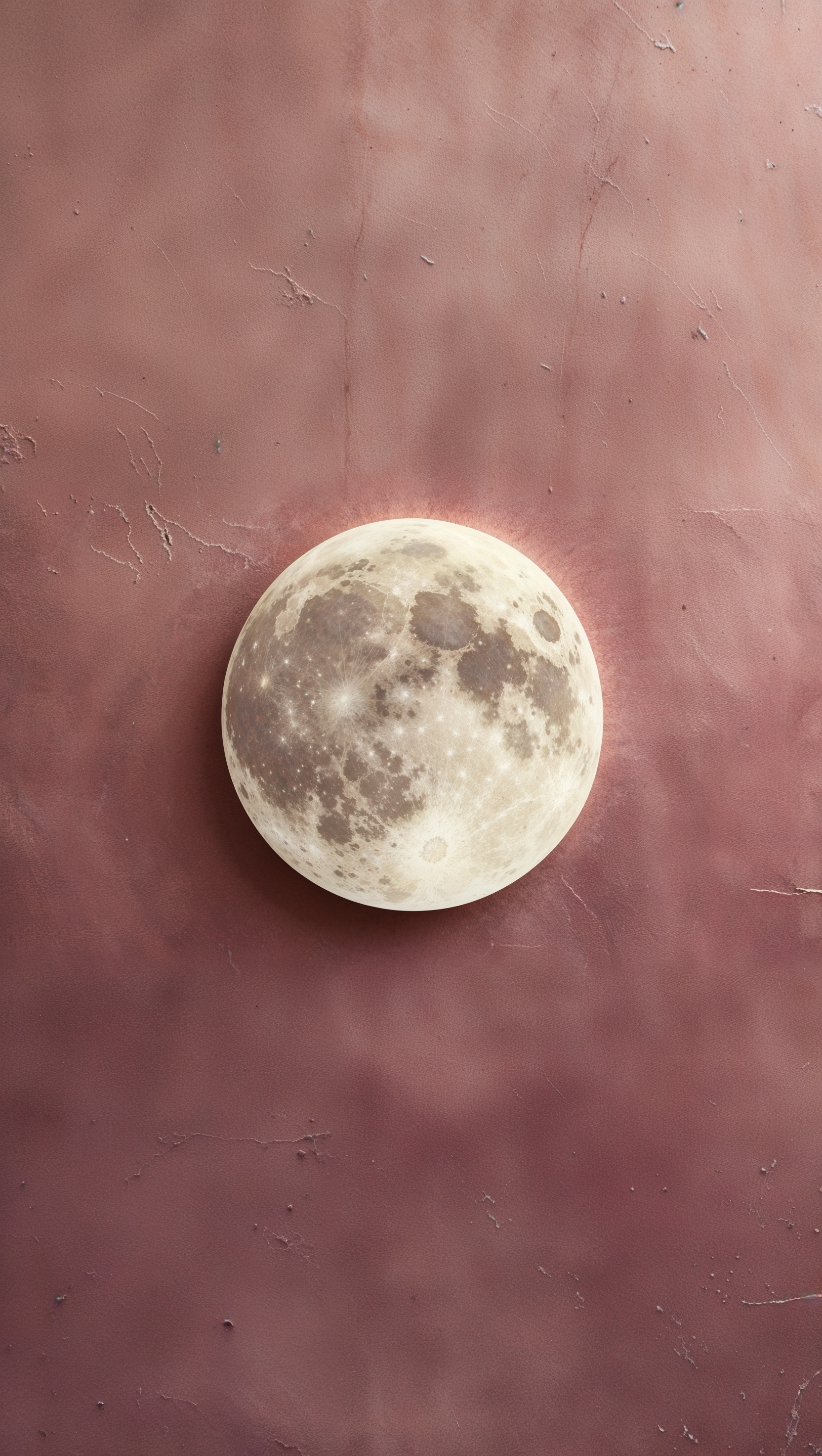 Soft moon icon in center of dusty rose background, peaceful tone