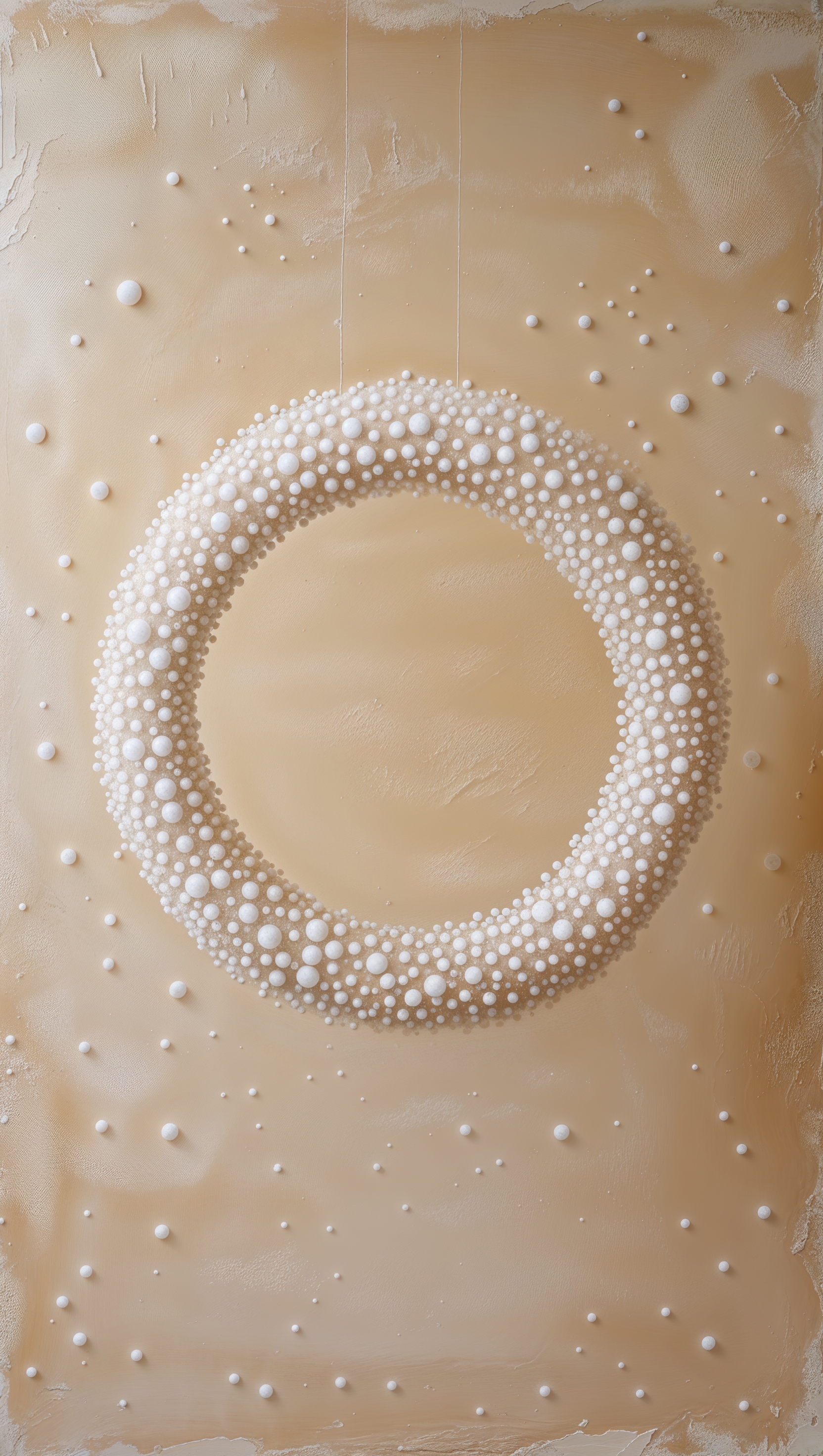 Circle made of soft dots forming a ring over cream canvas