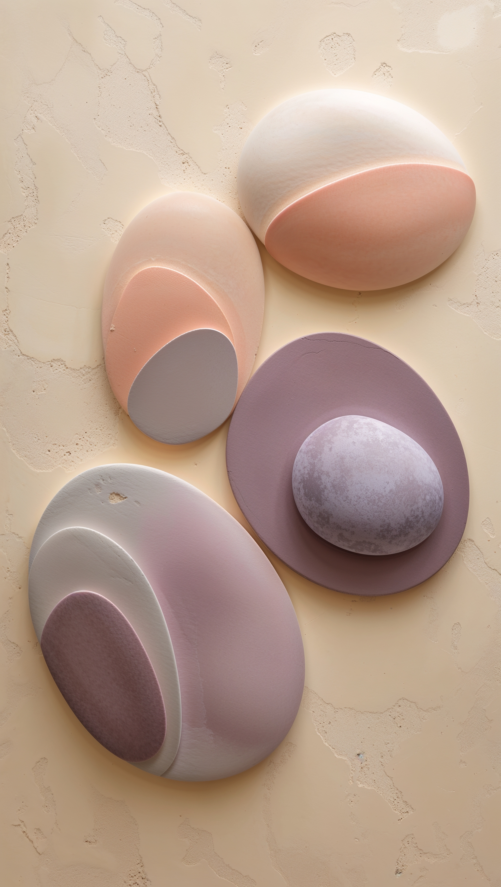 Cream-colored background with abstract oval shapes in soft tones