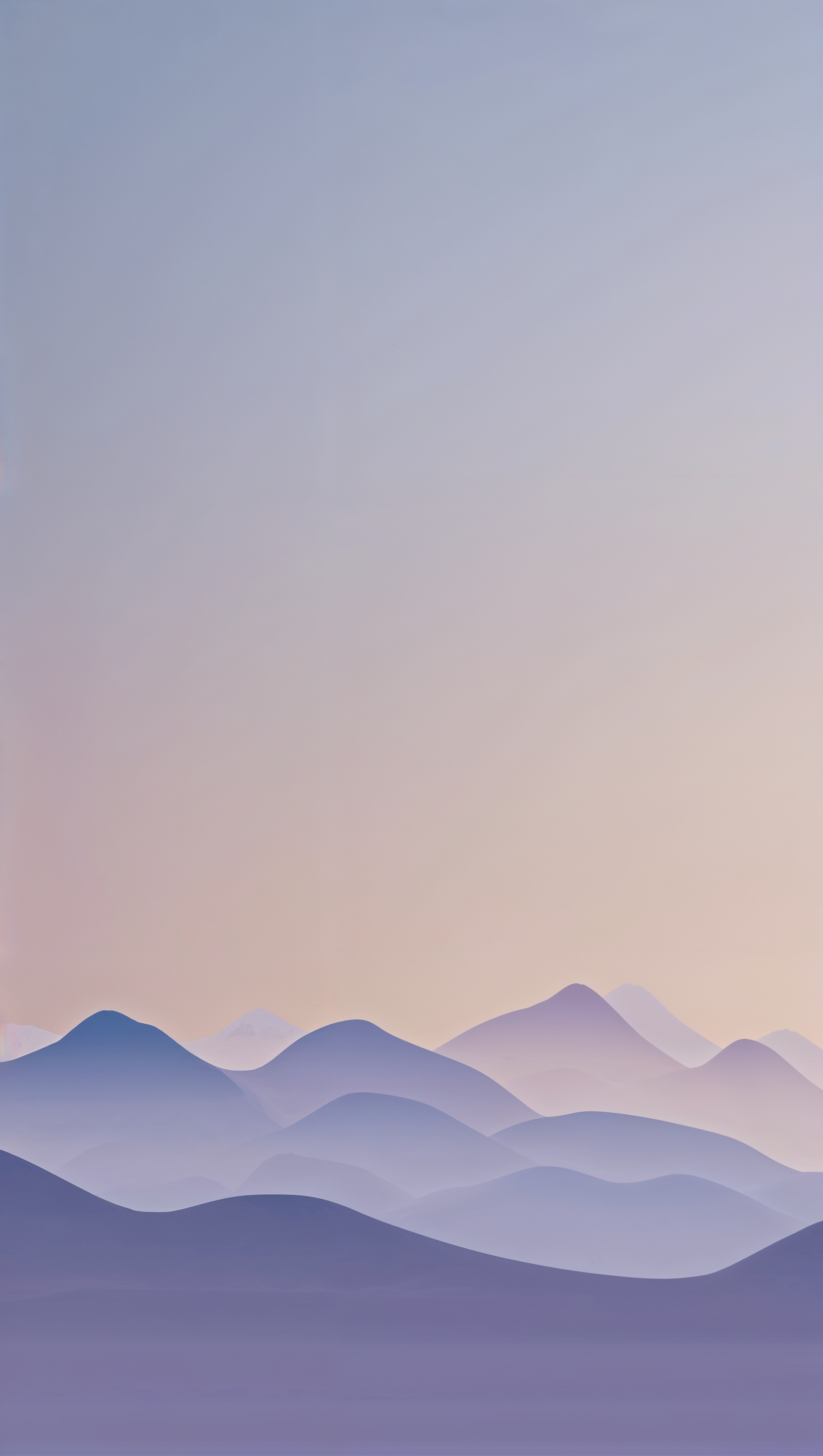Minimal mountain silhouette with pale blue sky, soft muted colors