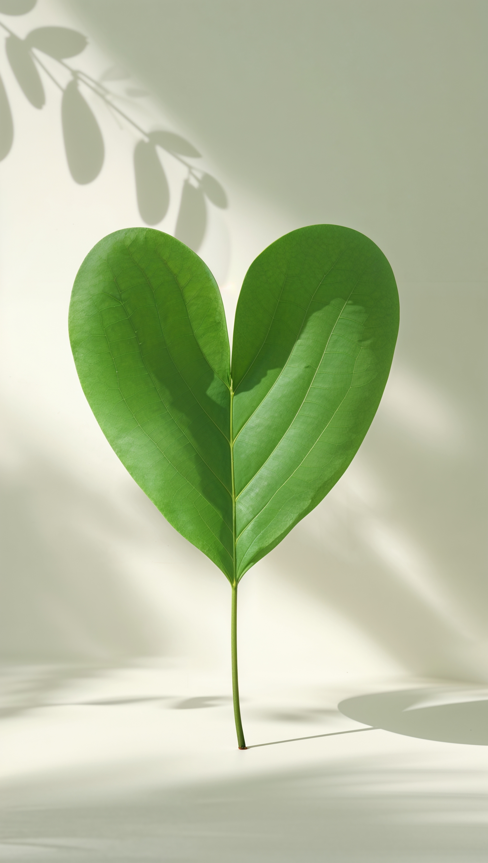 Single green leaf icon on clean white background, calm and natural