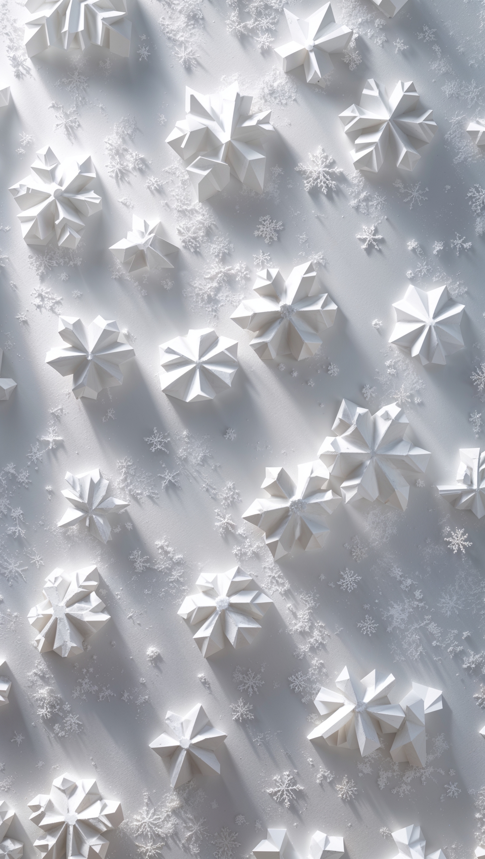 White on white textured snow wallpaper with tiny shadowed flakes