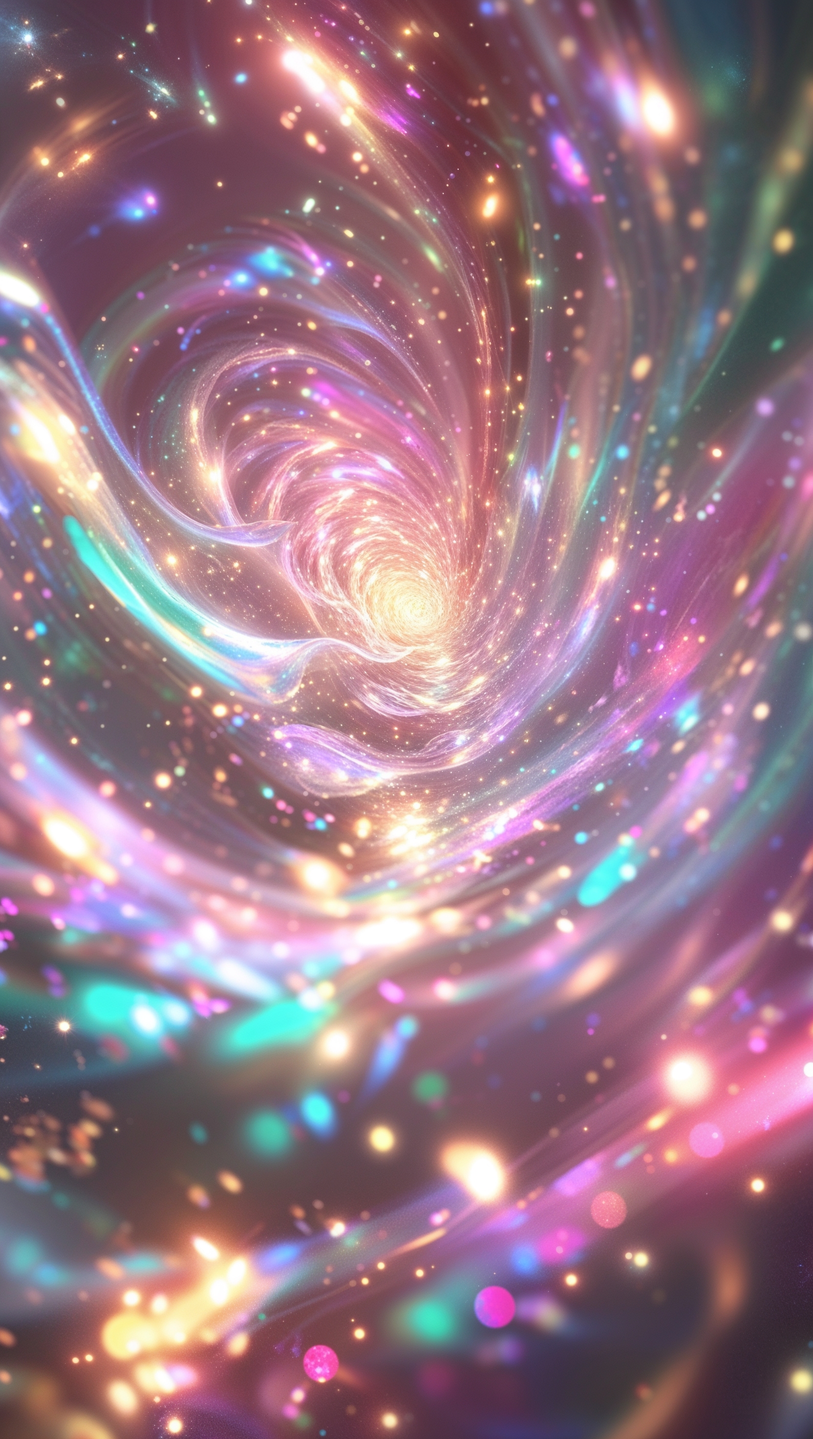 Digital glitter particles in multicolor with a magical light effect