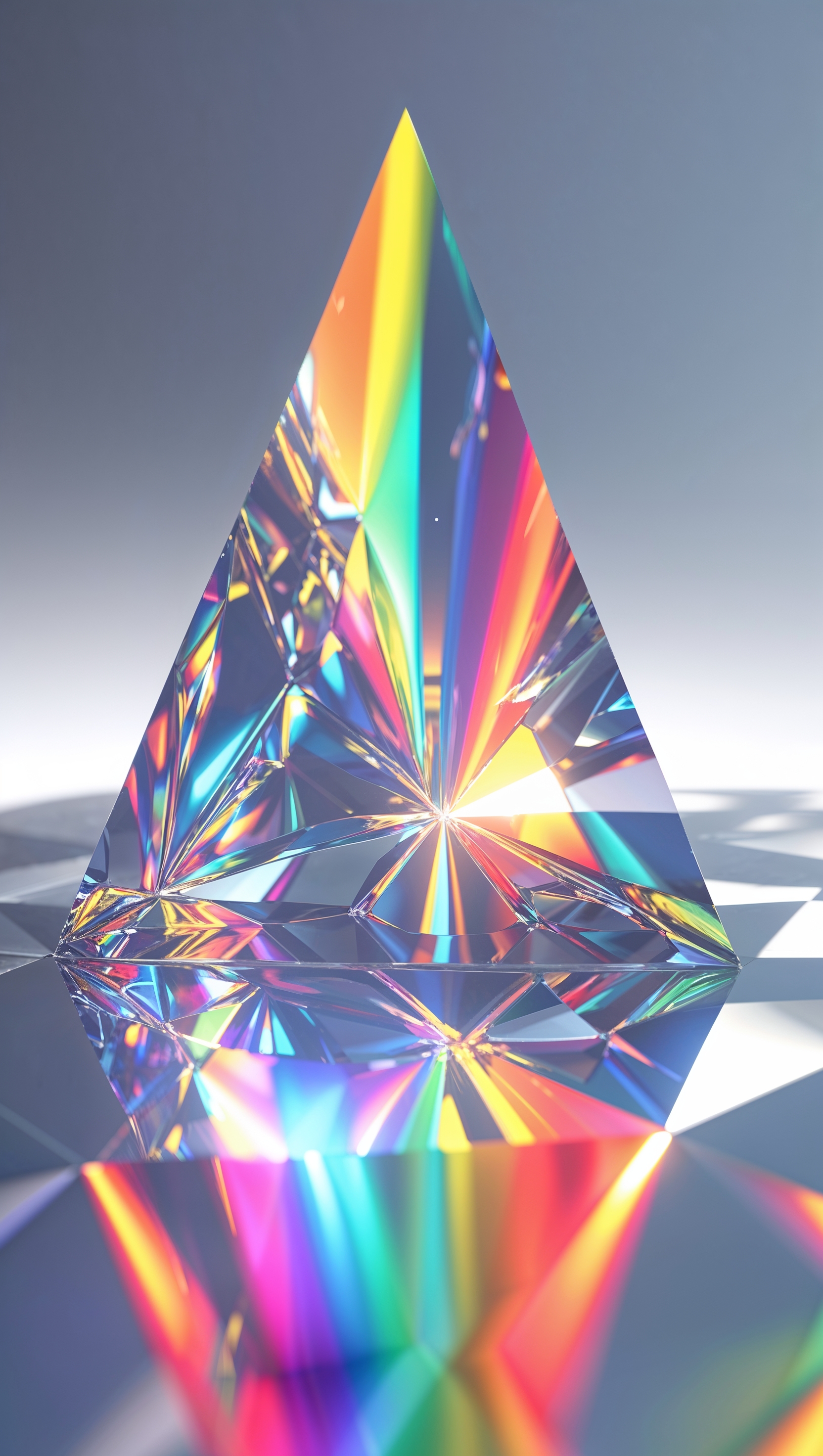 Abstract prism reflections casting rainbow colors, light-focused design