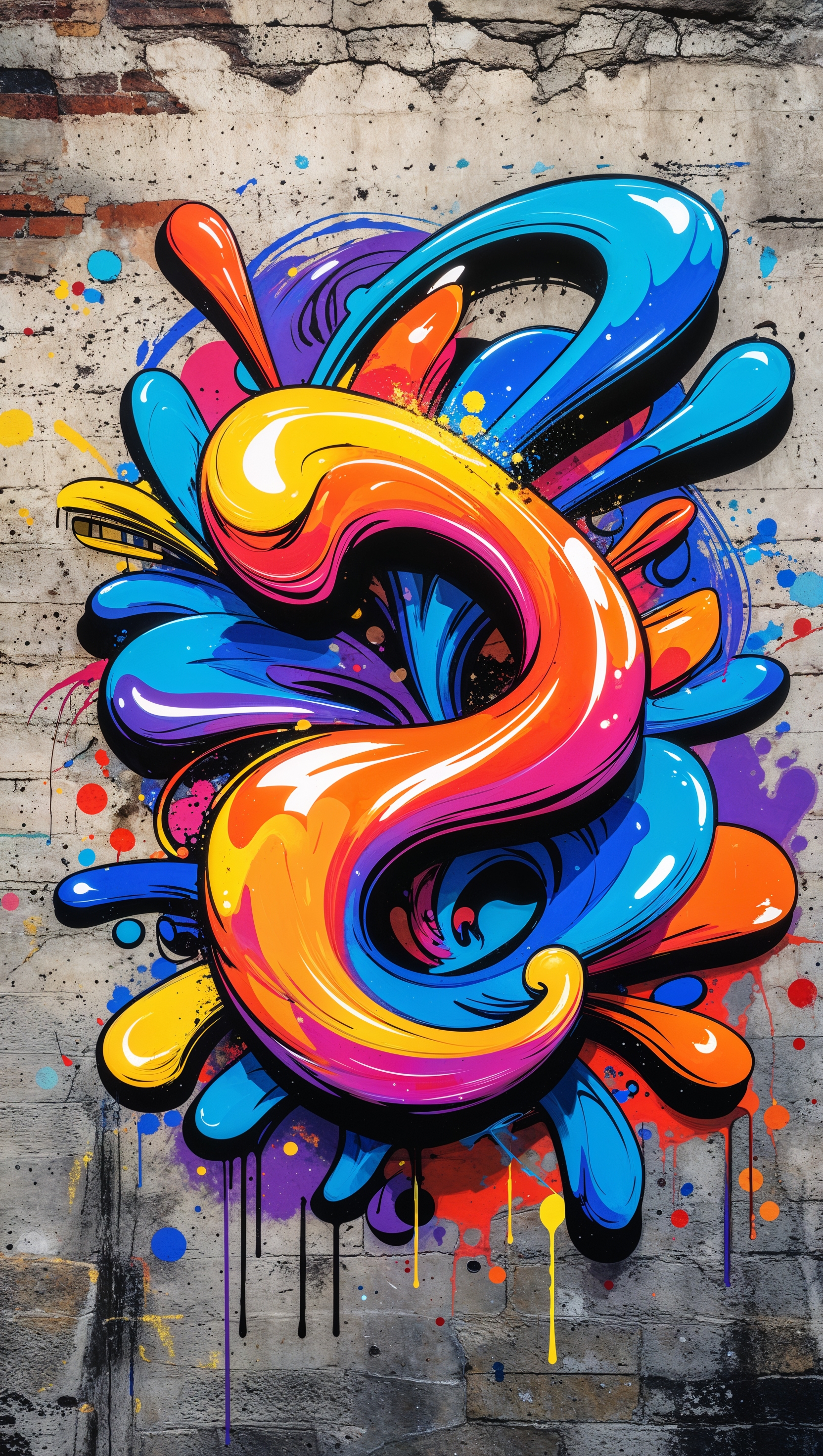 Stylized graffiti art with multicolor spray effect, urban and bold