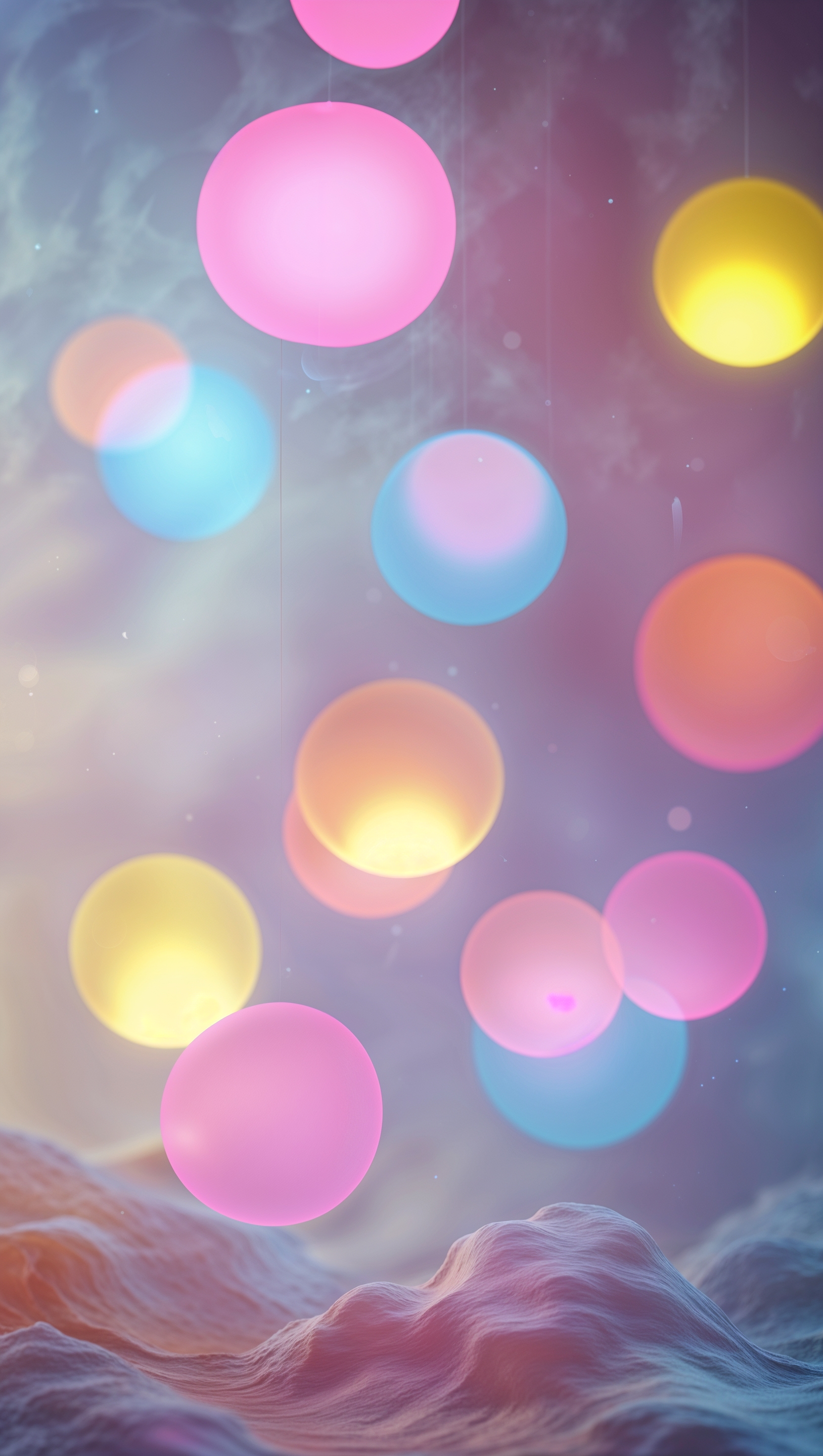 Bokeh light circles in vibrant colors, dreamy and soft background