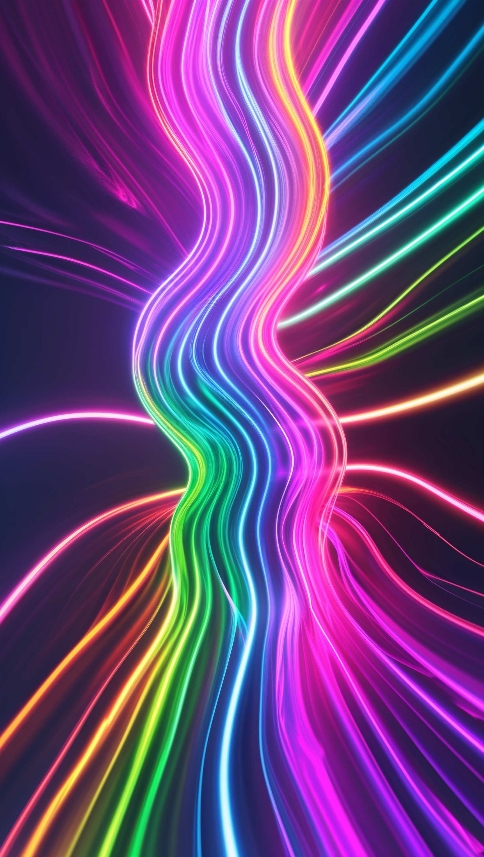 Colorful digital glitch effect in rainbow tones on black backdrop