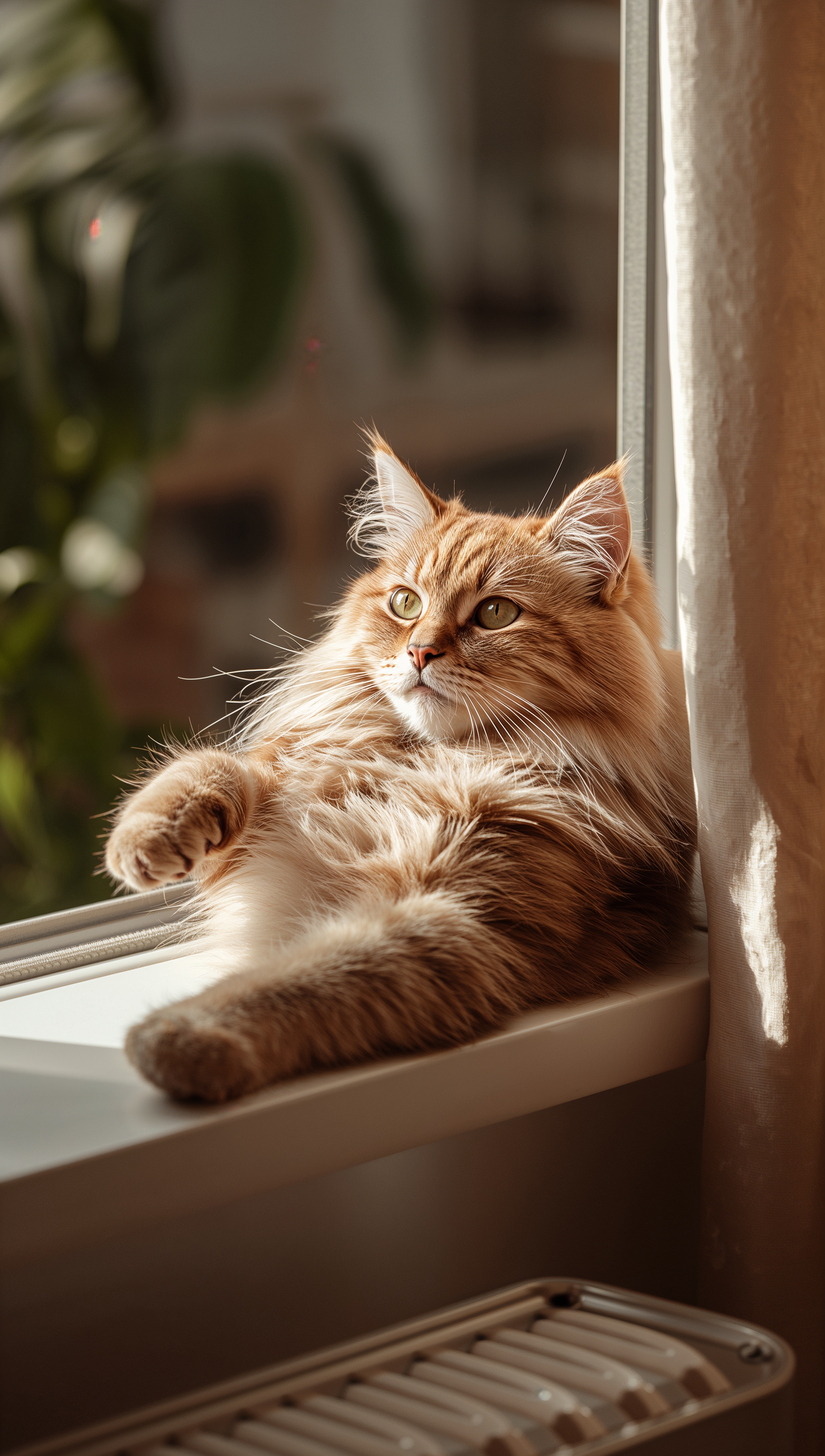 Cat iPhone wallpaper – cat stretching in sunlight