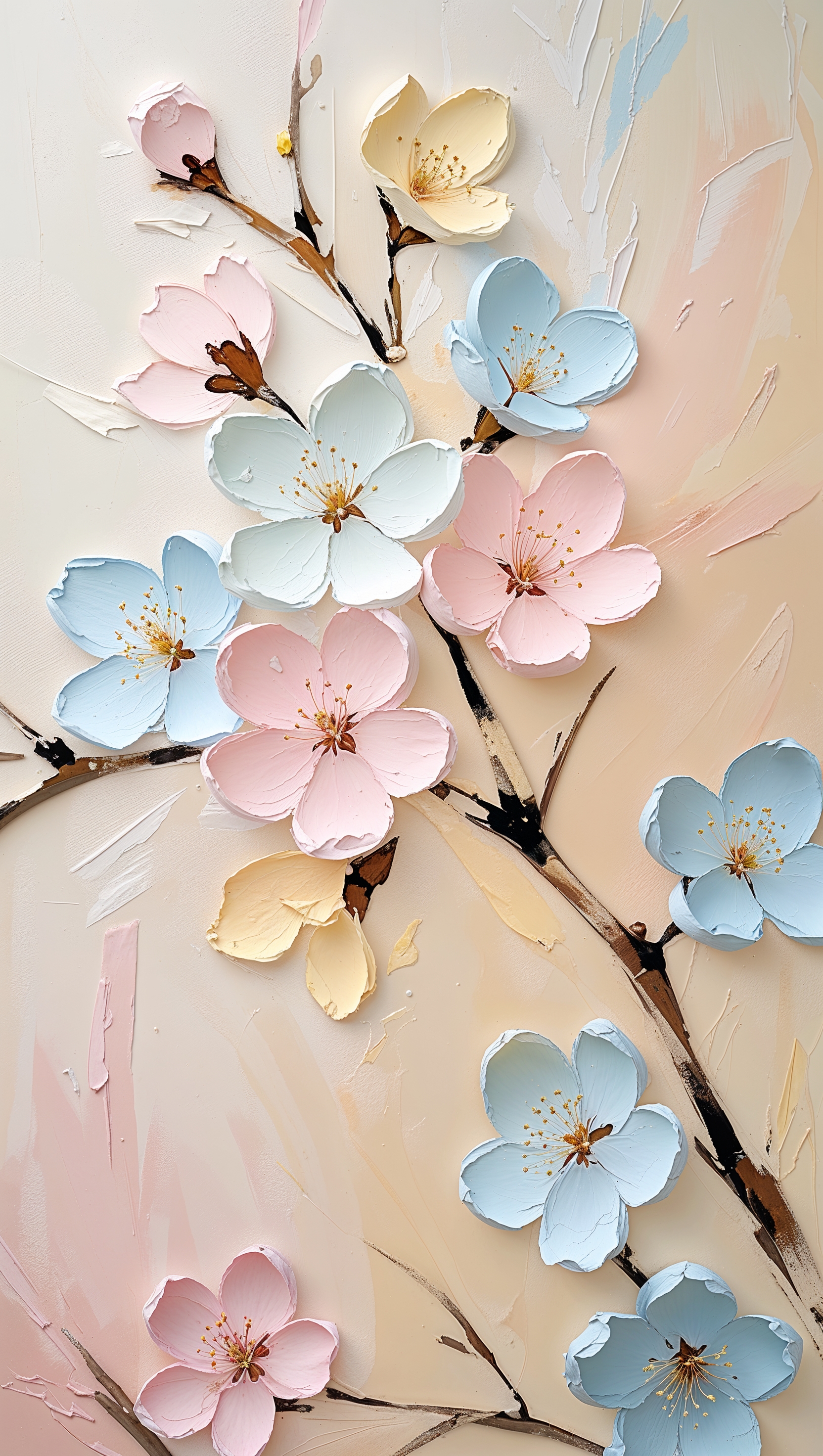 Cherry blossoms in pastel tones with soft brush strokes, artistic design