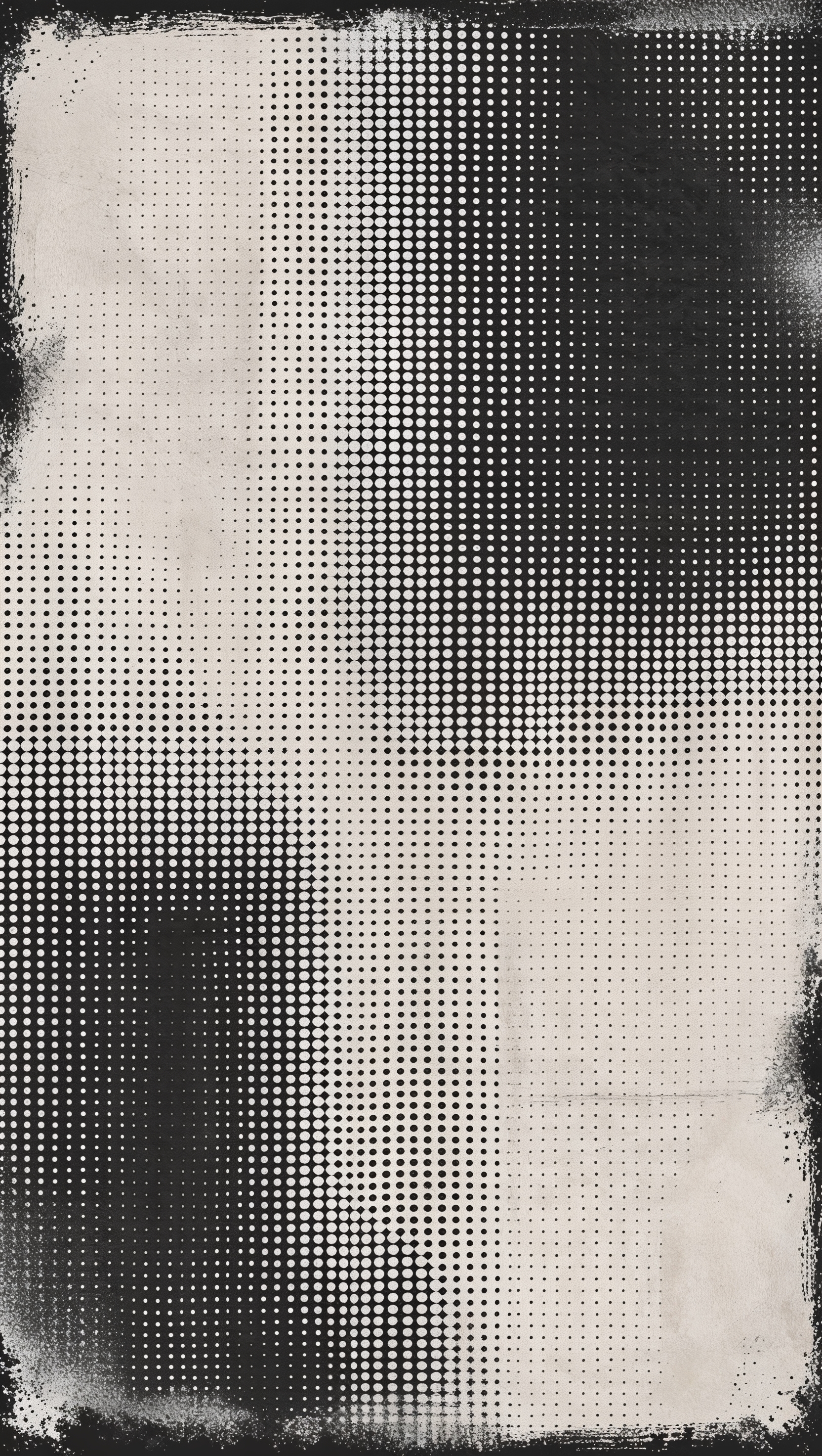 Retro black and white halftone dots background, vintage print style