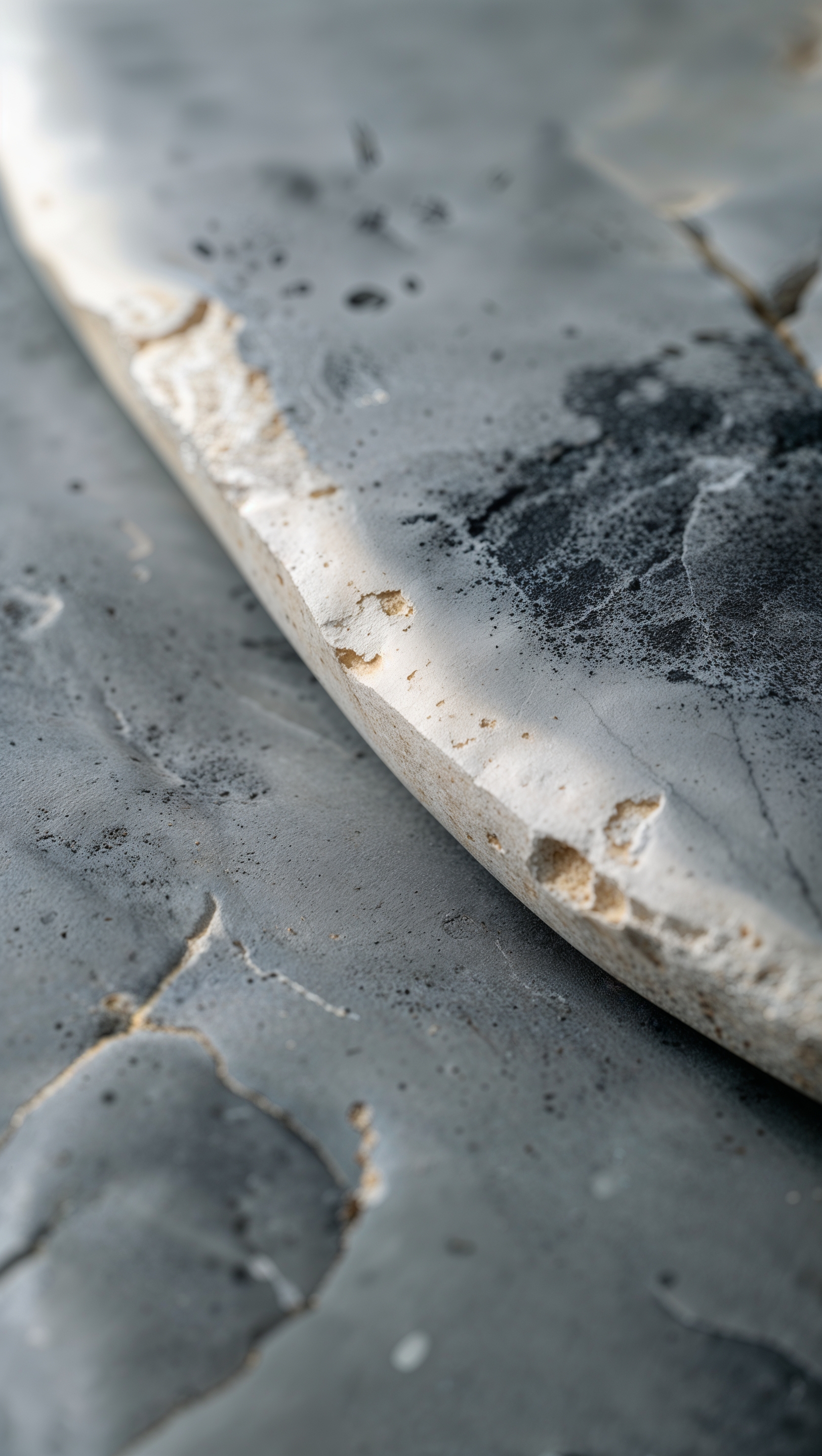 Close-up soft focus of smooth stone texture in gray tones