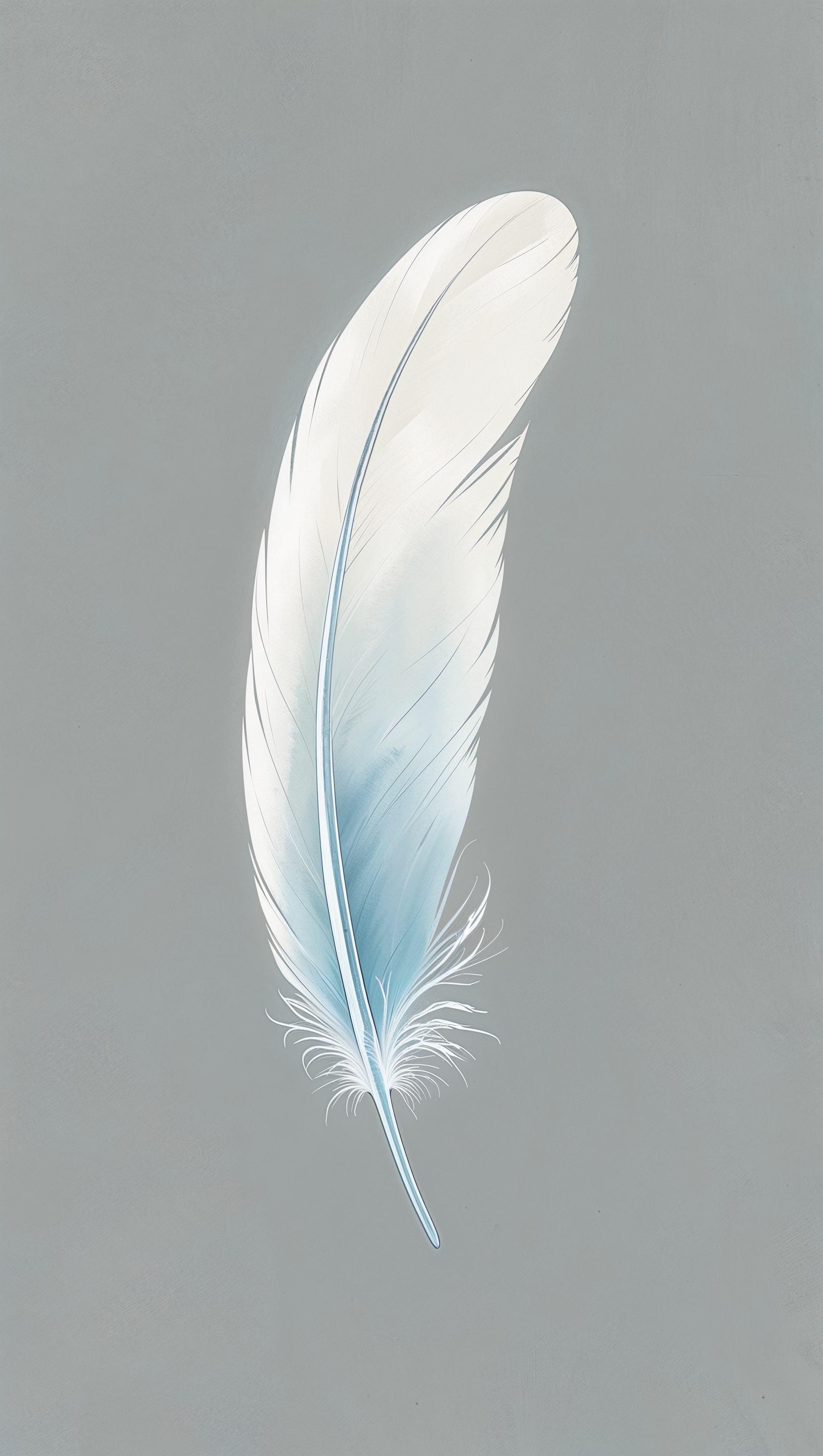 Single feather illustration on plain light gray background