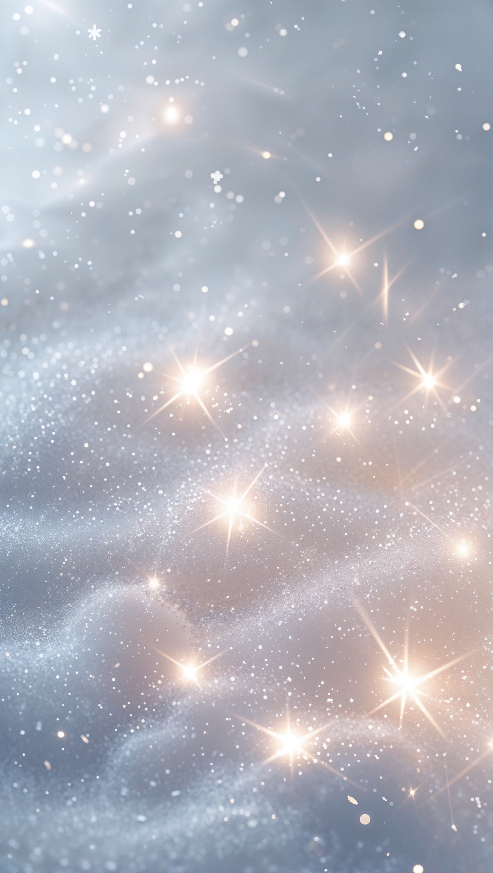 Textured snow-white background with soft sparkle highlights