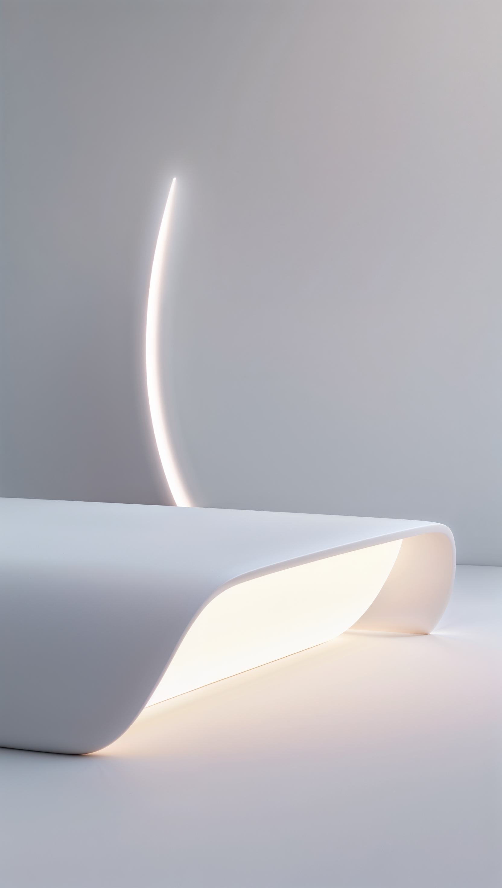 White neon glow on soft matte surface, modern and minimal