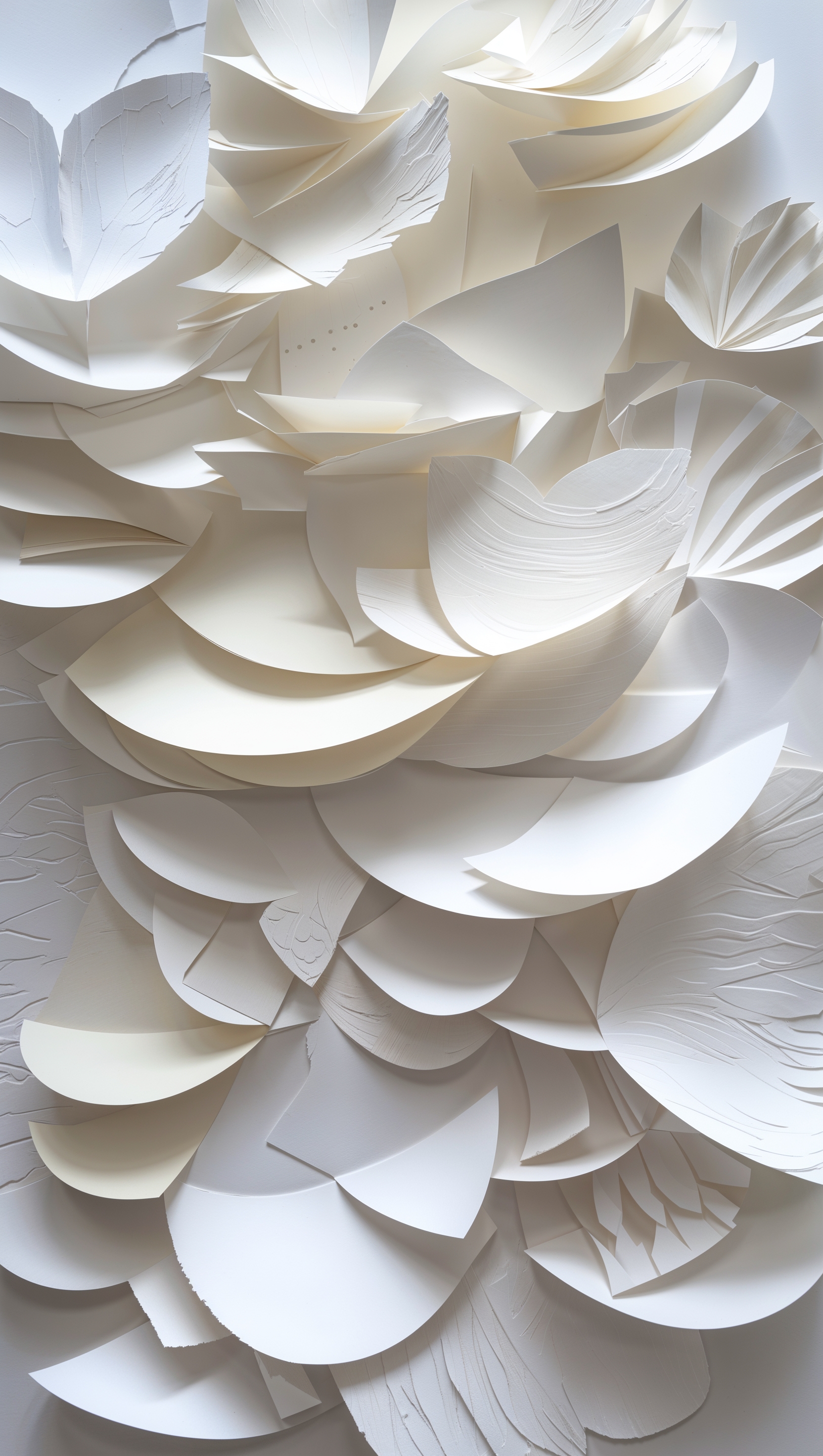 Simple layered paper cutout effect in shades of white