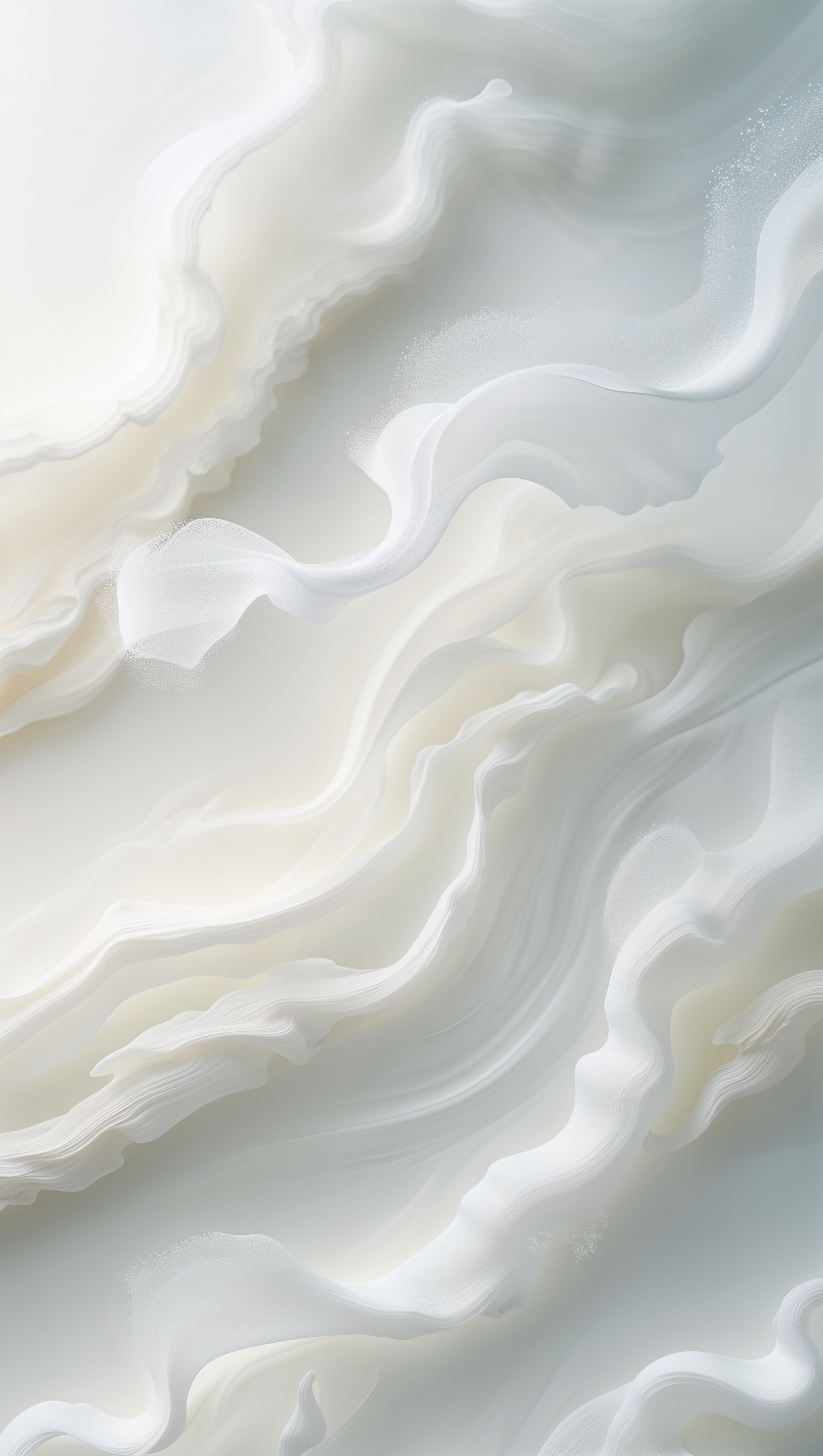 A clean white background with subtle particles and soft motion blur