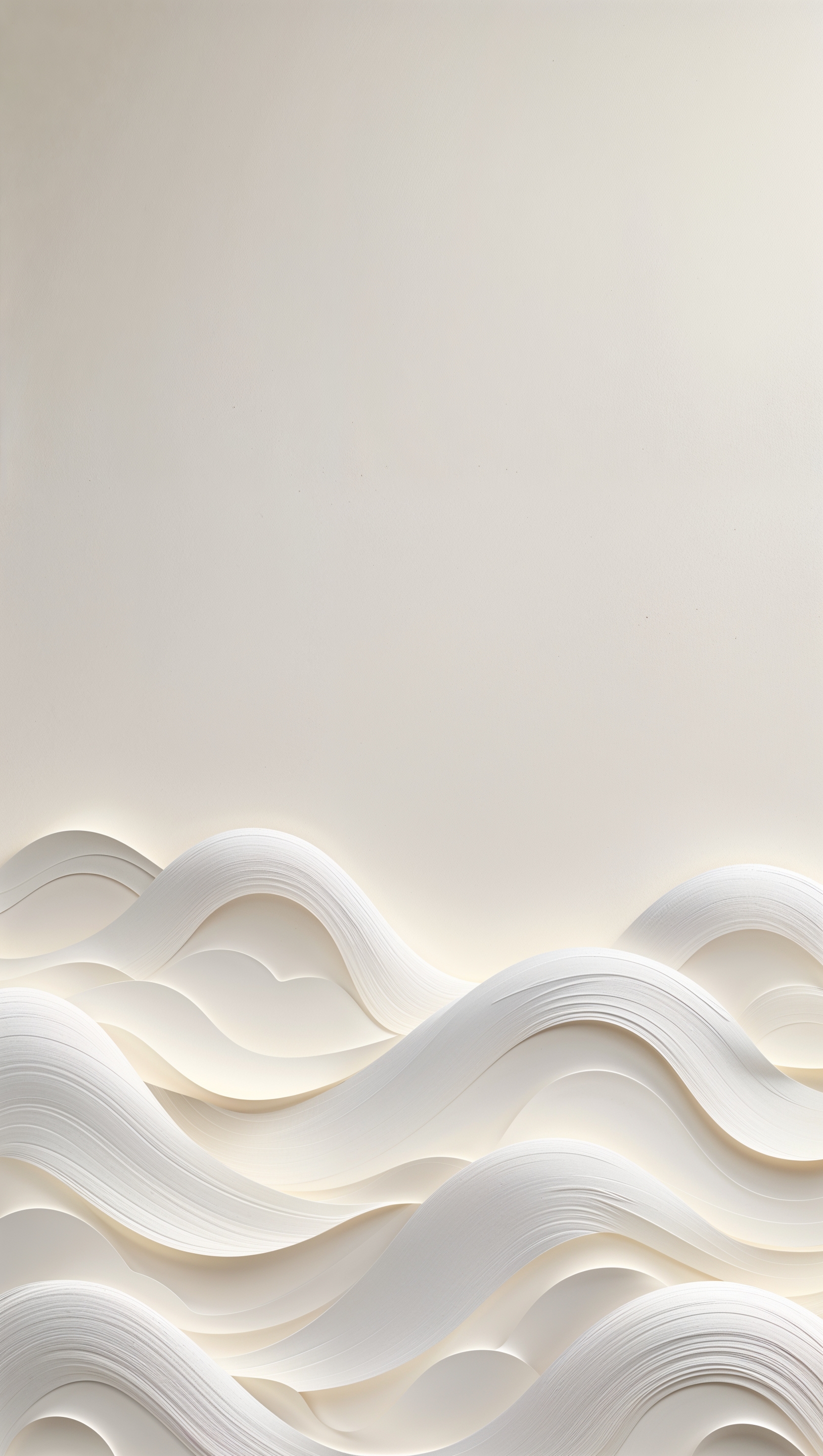 Minimal Japanese-style wallpaper with white waves and negative space