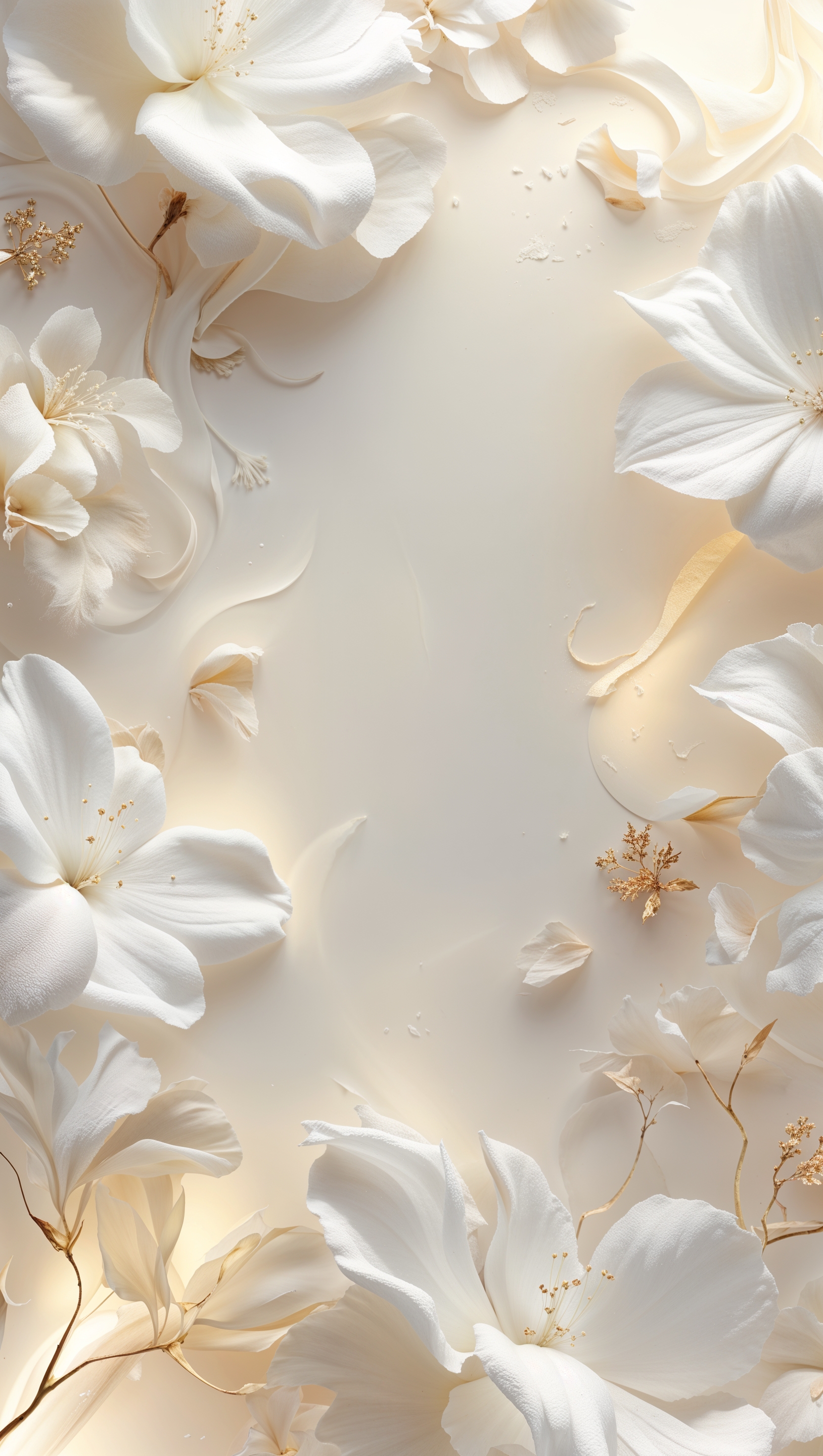White-themed aesthetic background with balance, brightness and peace