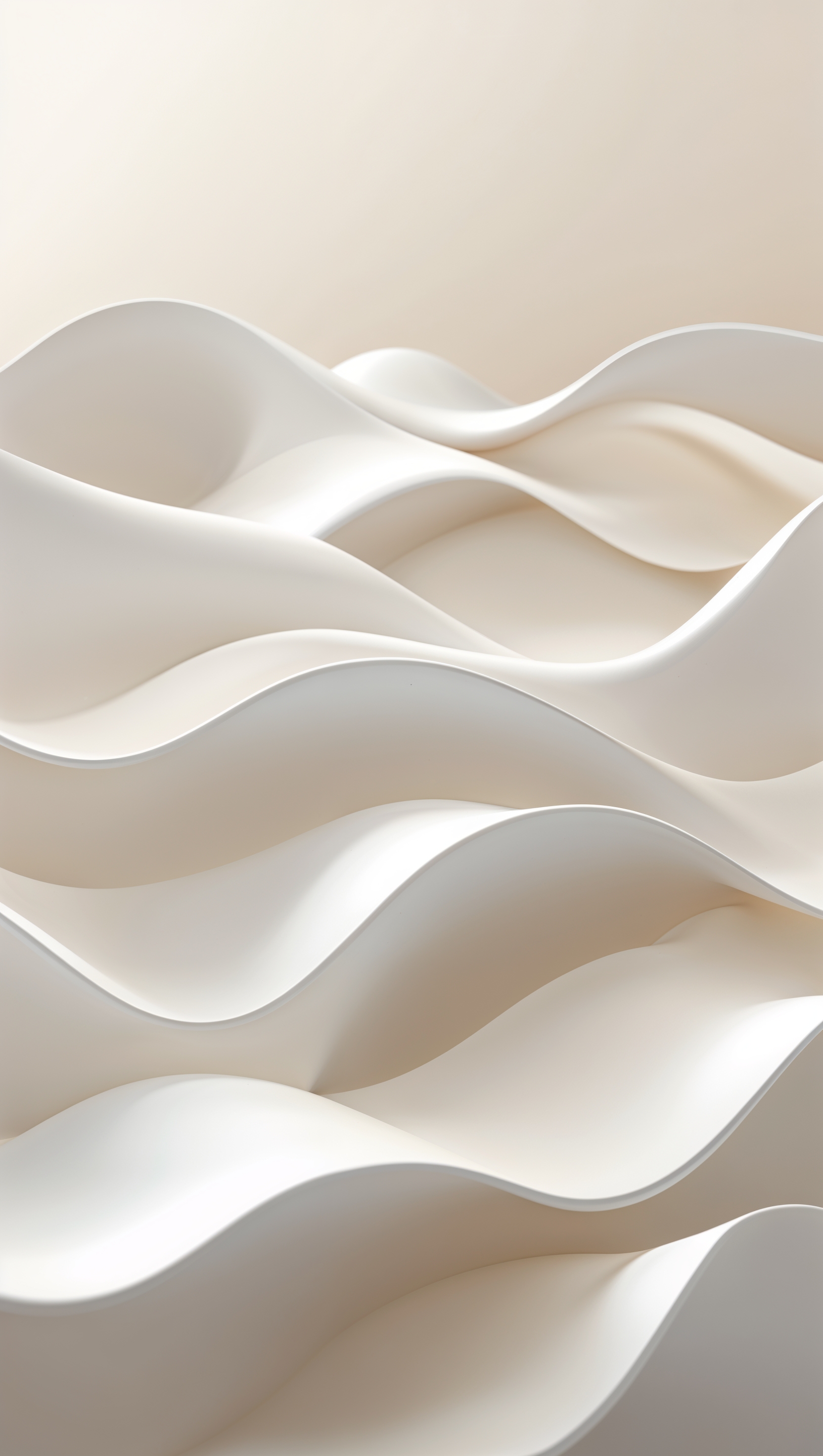 Minimal white wave pattern in 3D with soft curves and depth of field