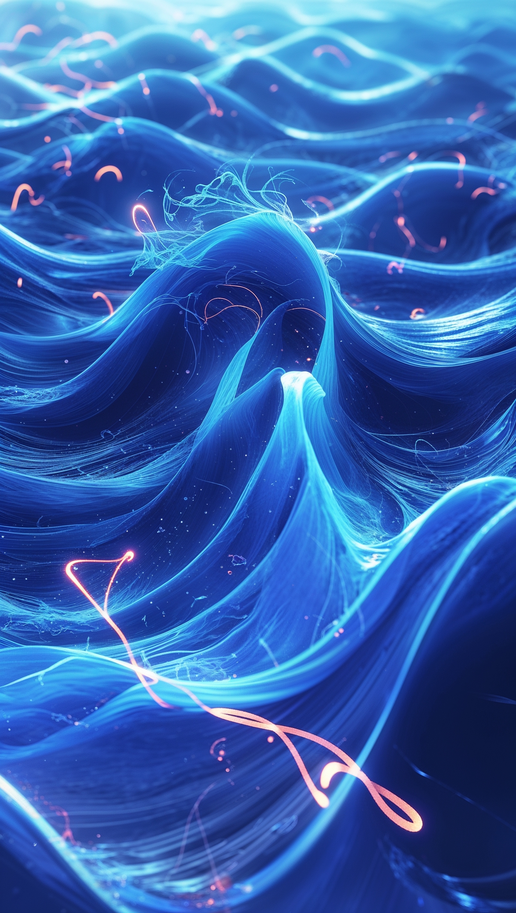 Abstract waves in neon blue with electric glow, futuristic vibe