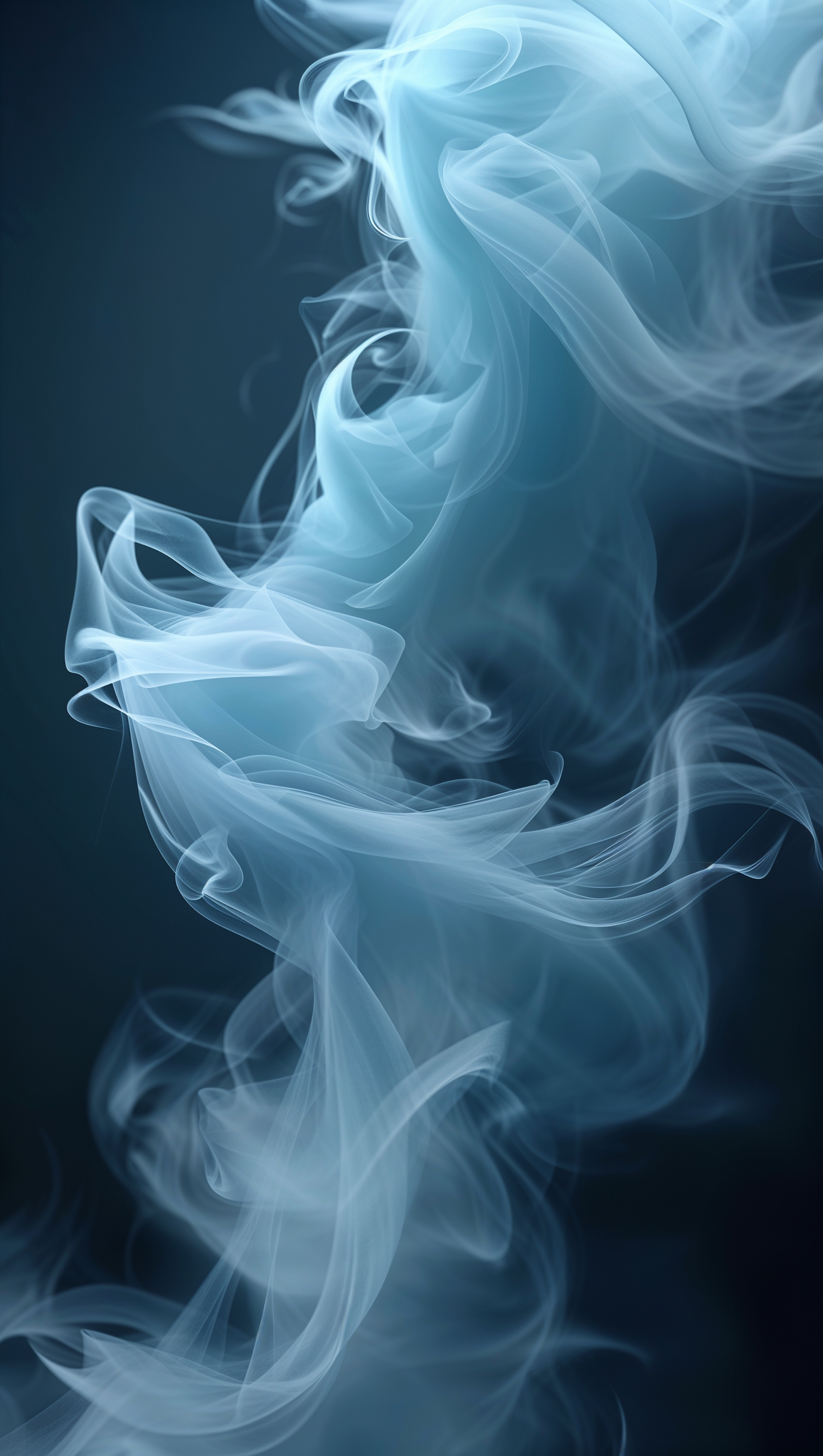Soft blue smoke on dark background, ethereal and calming visual