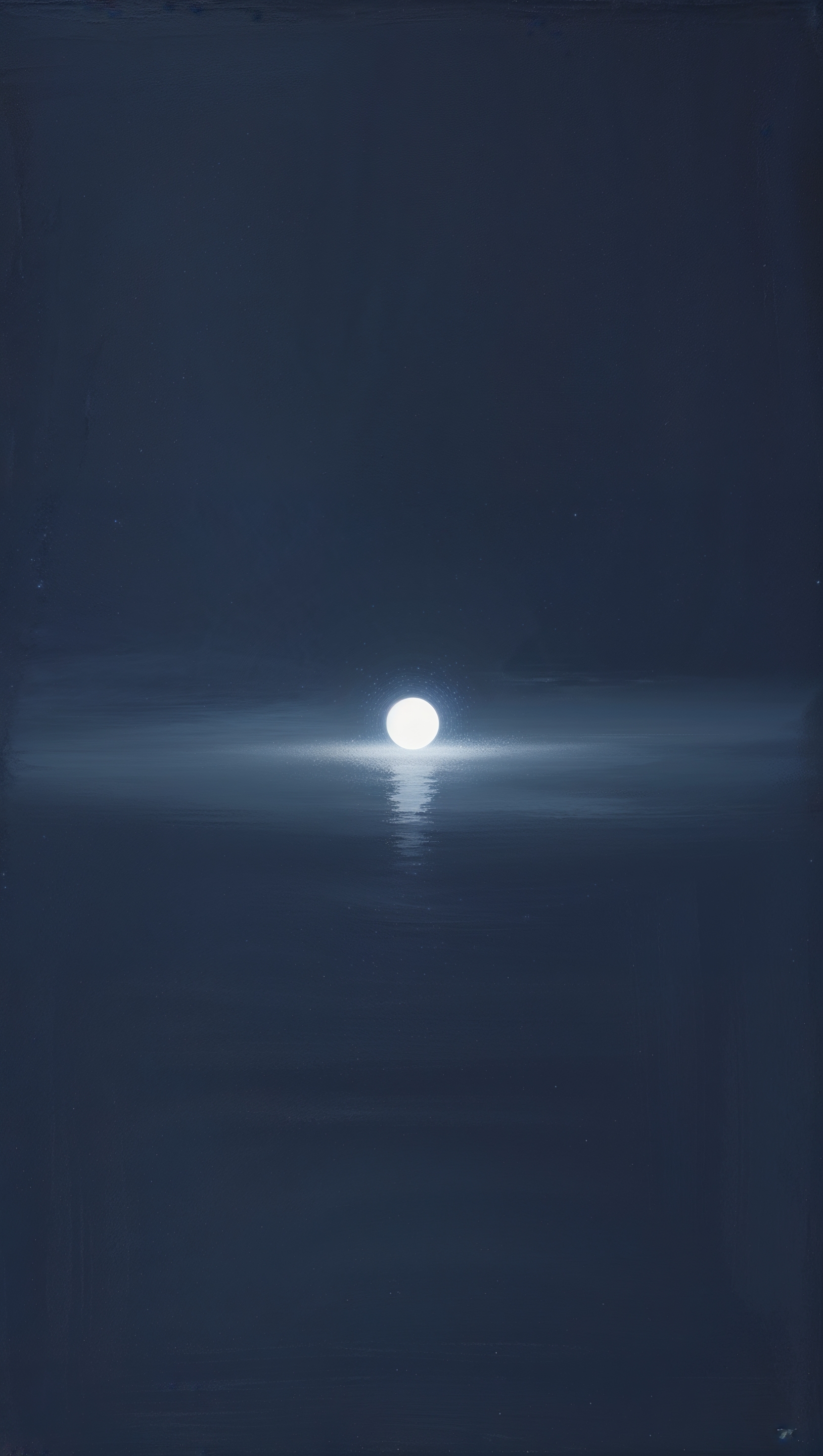 Minimal navy-blue canvas with single centered glowing dot, focus and depth