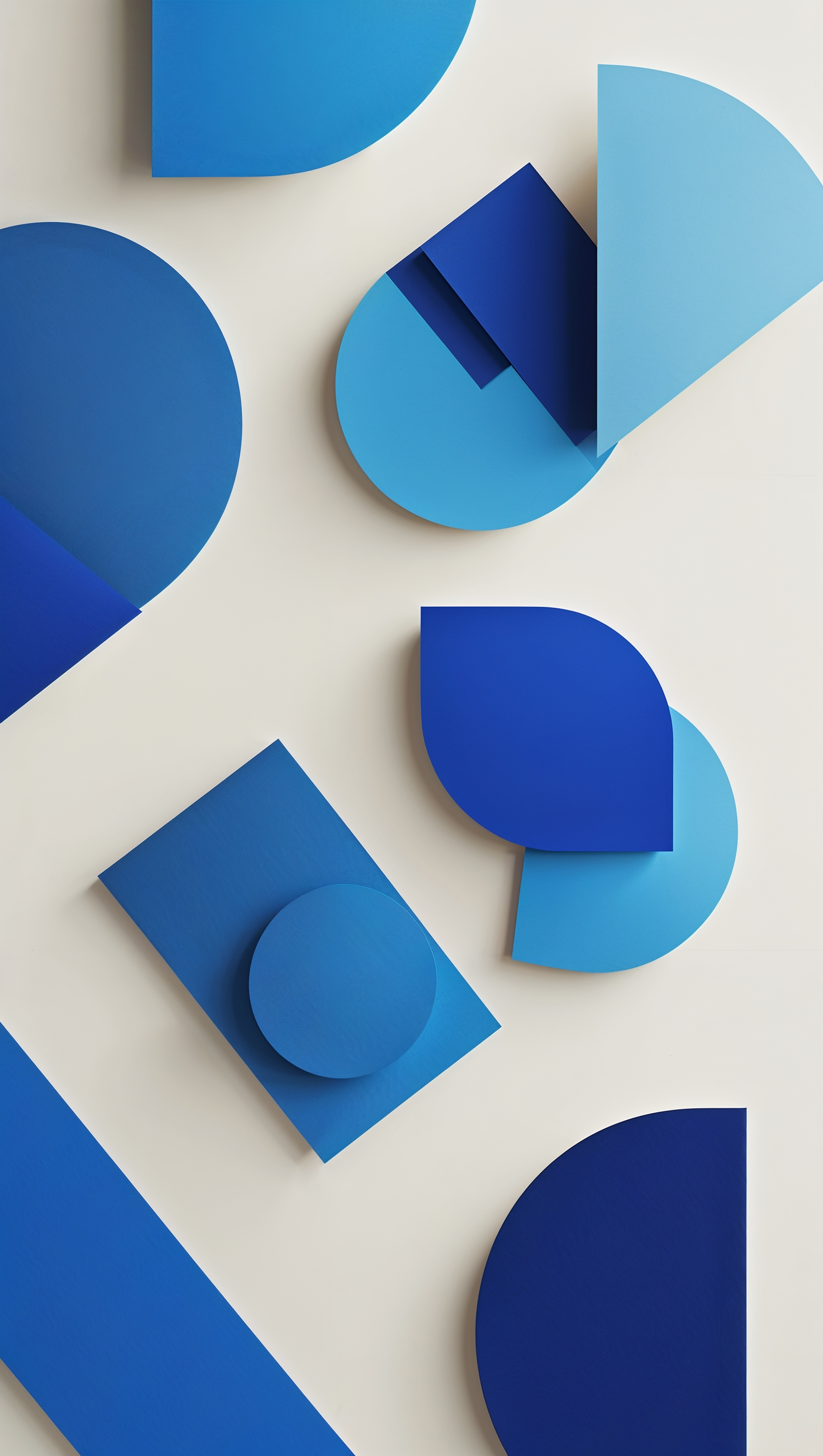 Minimal abstract blue shapes on a clean light background, modern aesthetic