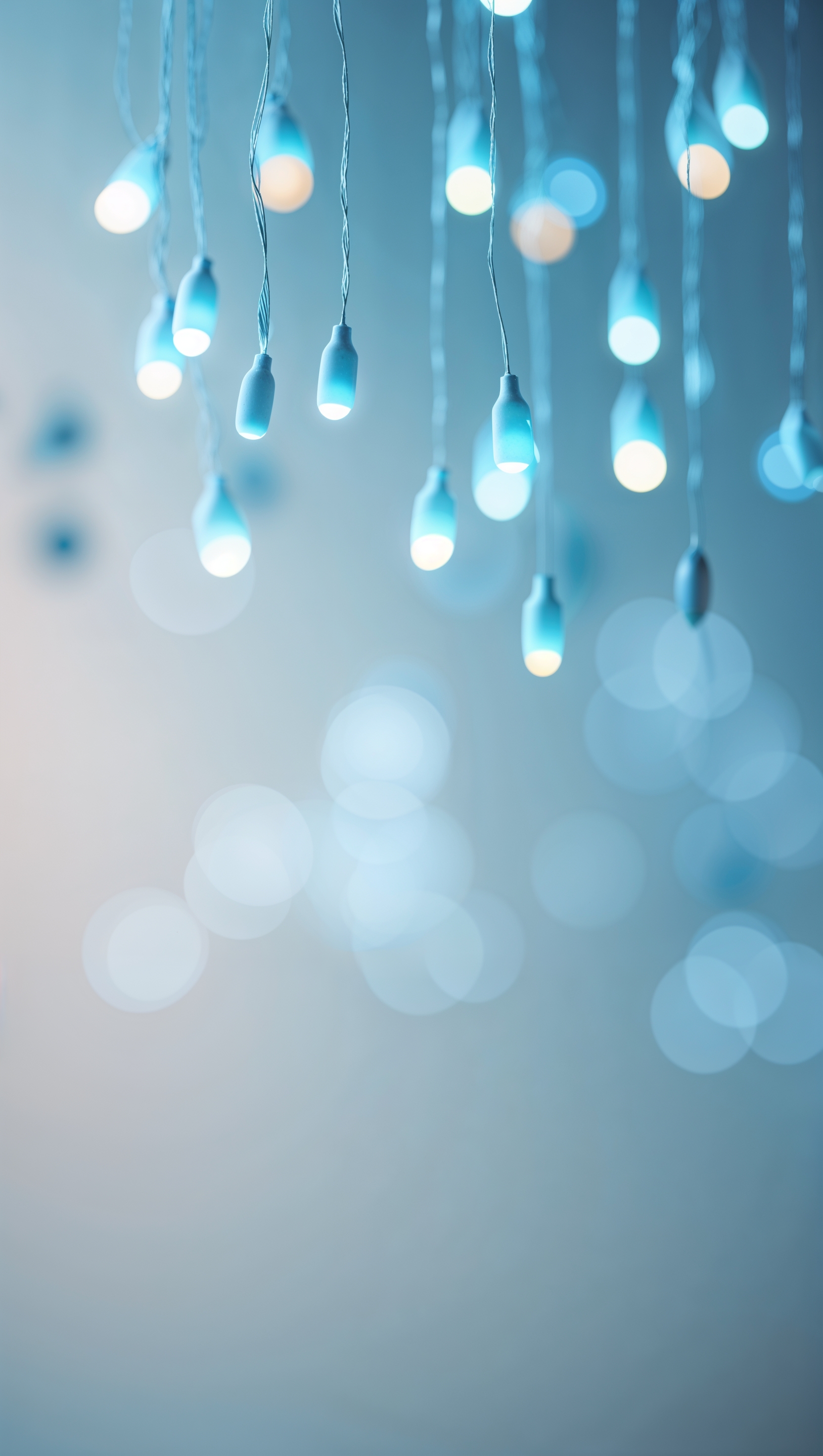 Dreamy blurred blue lights with bokeh effect, clean and calm