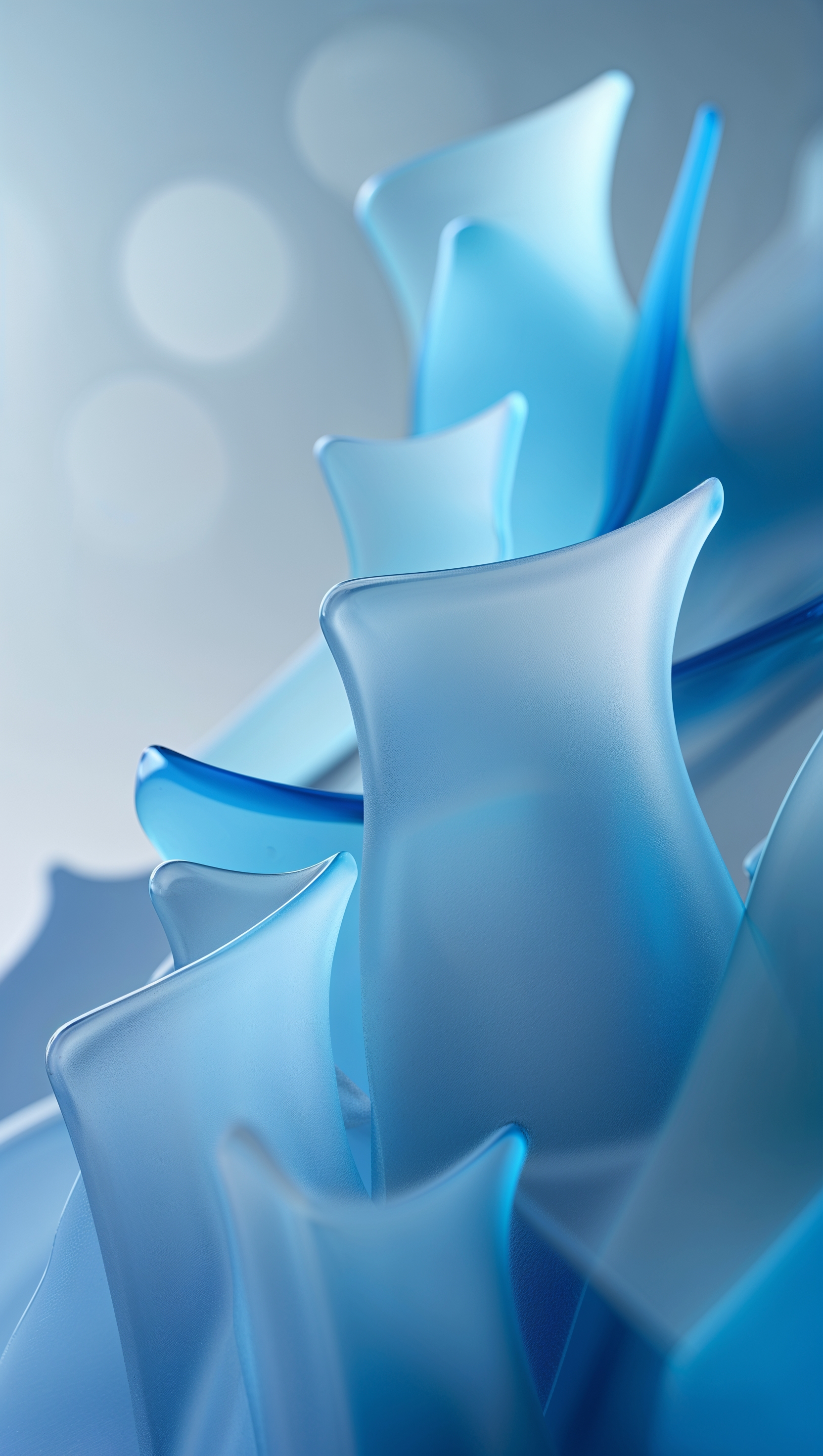 Glassmorphism style wallpaper with frosted blue elements and light blur