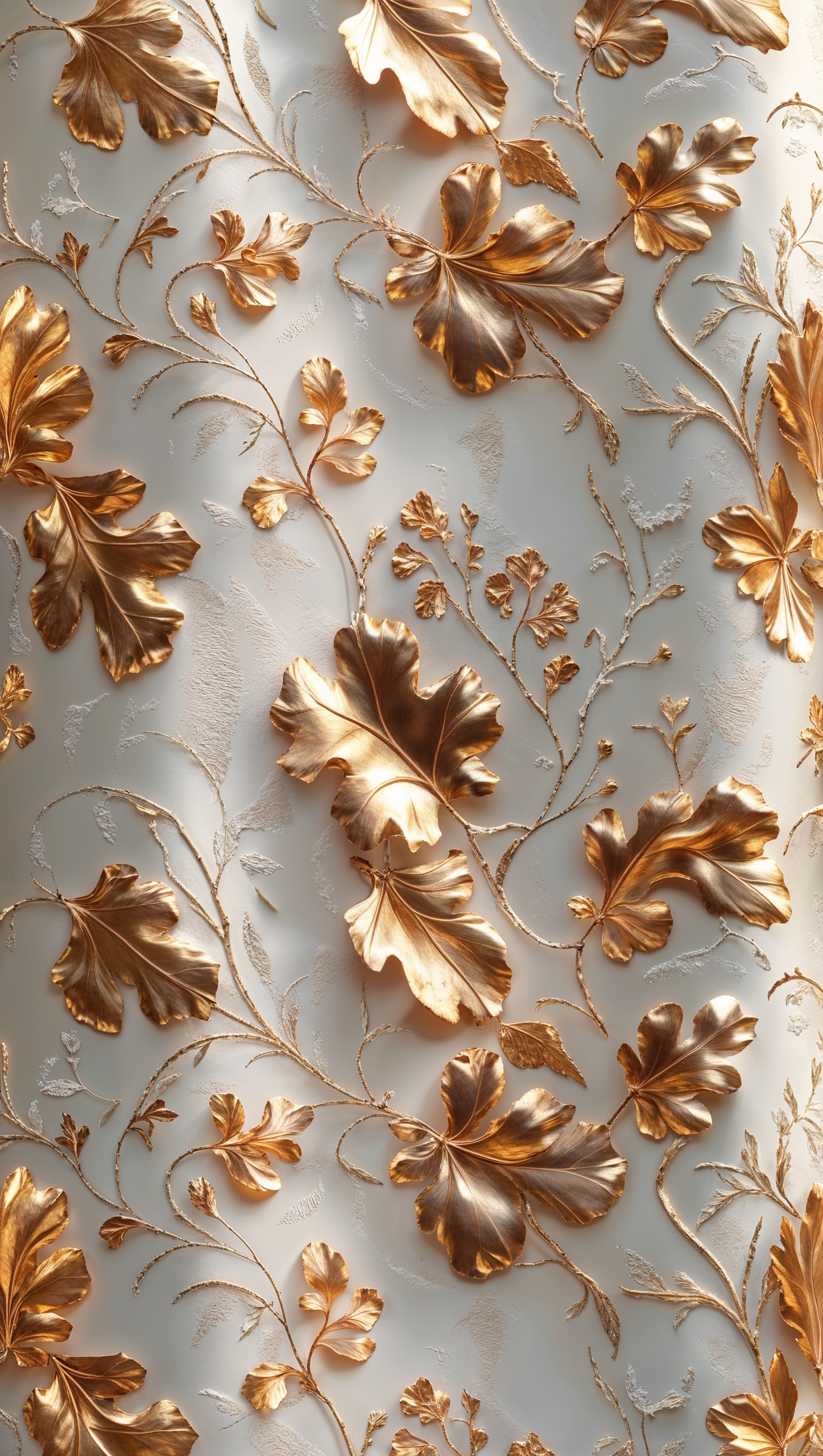 Elegant gold and bronze leaf pattern on soft off-white background