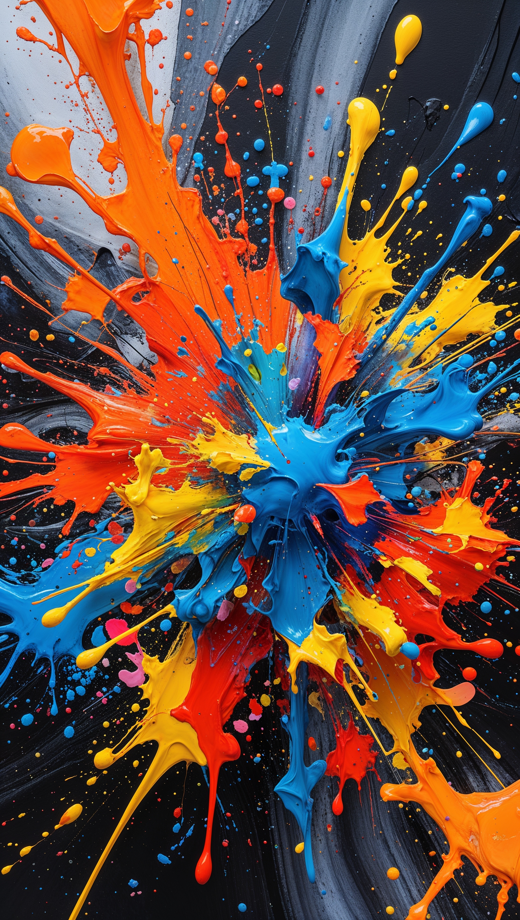 Splattered paint abstract pattern with vibrant color explosion