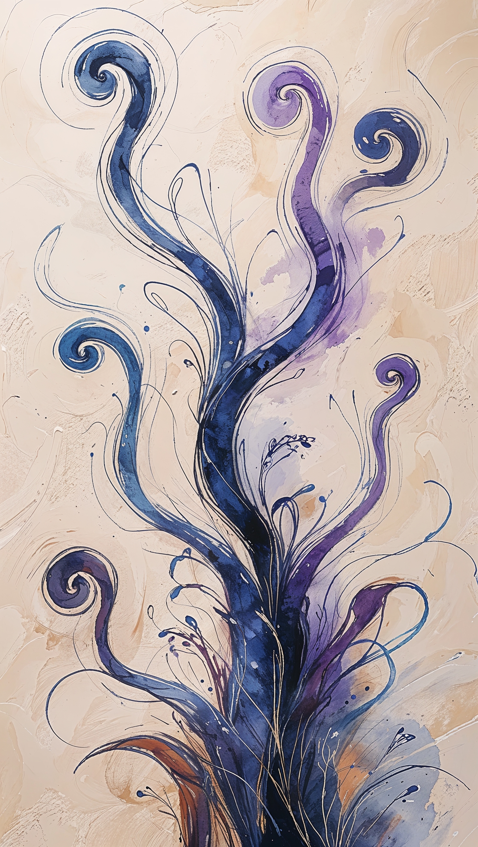 Hand-drawn abstract pattern with curved organic shapes, artistic sketch style