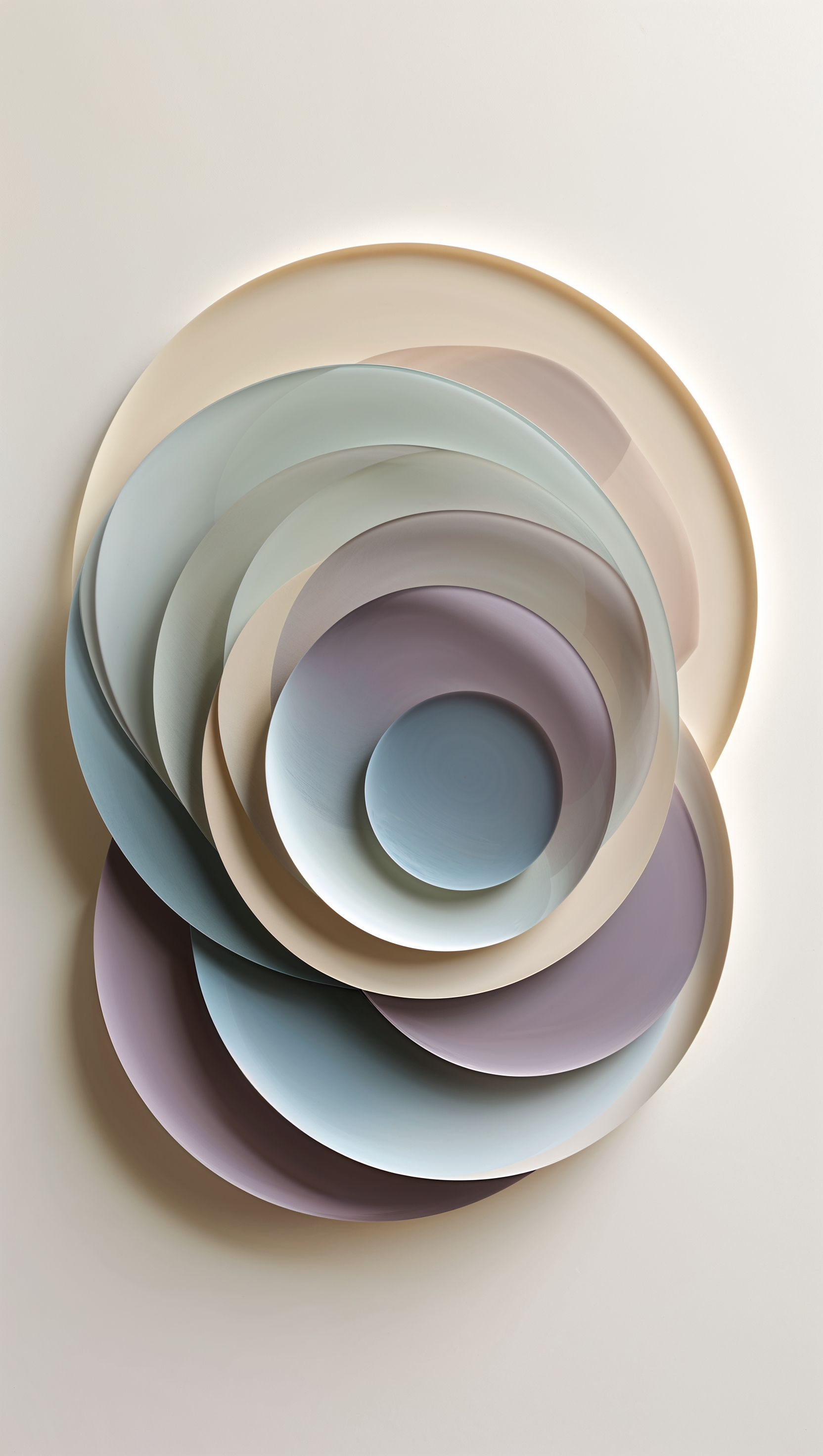 Geometric abstract design with layered translucent circles in muted tones