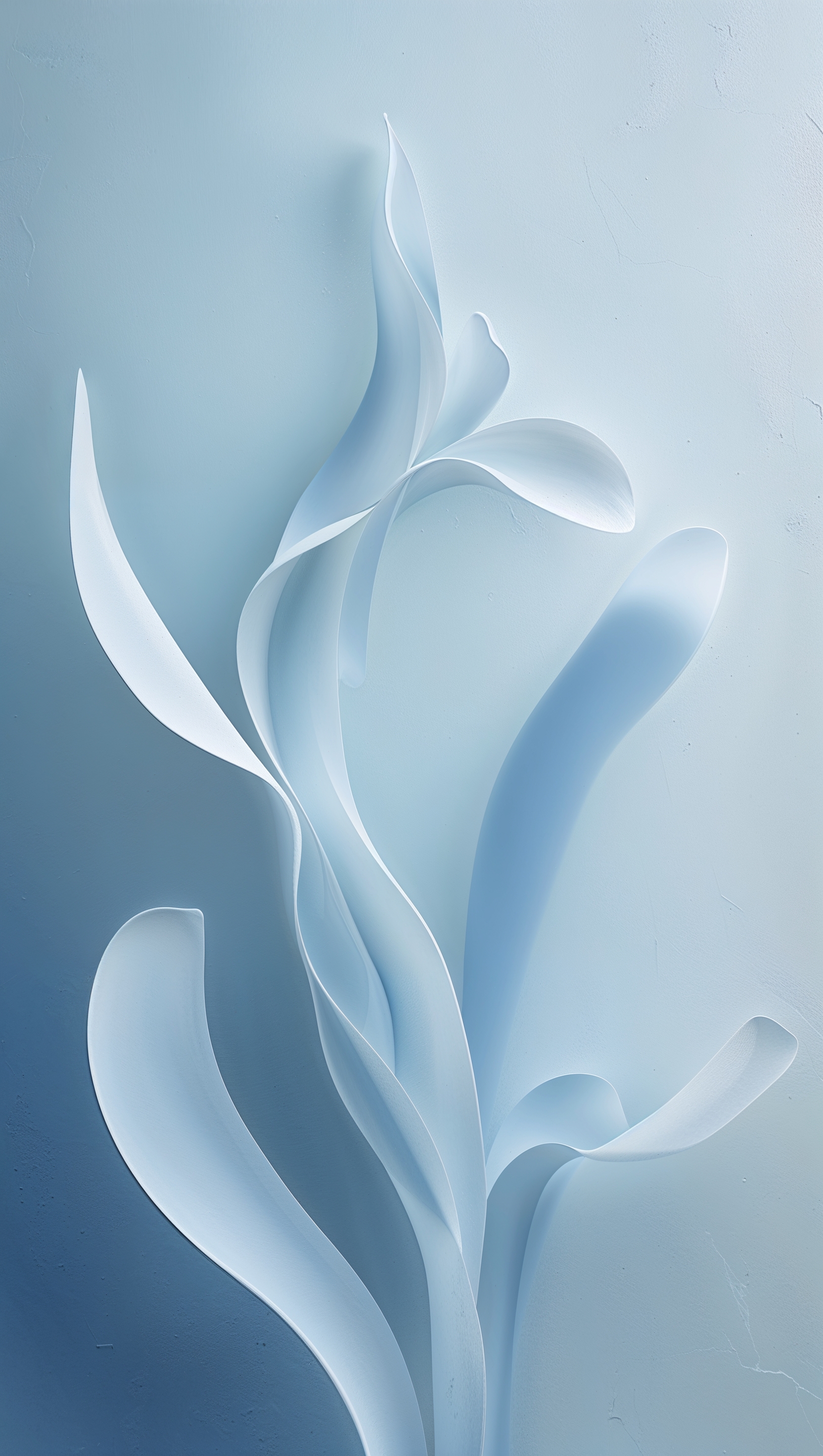 Minimal organic abstract forms with gentle curves, soft blue background