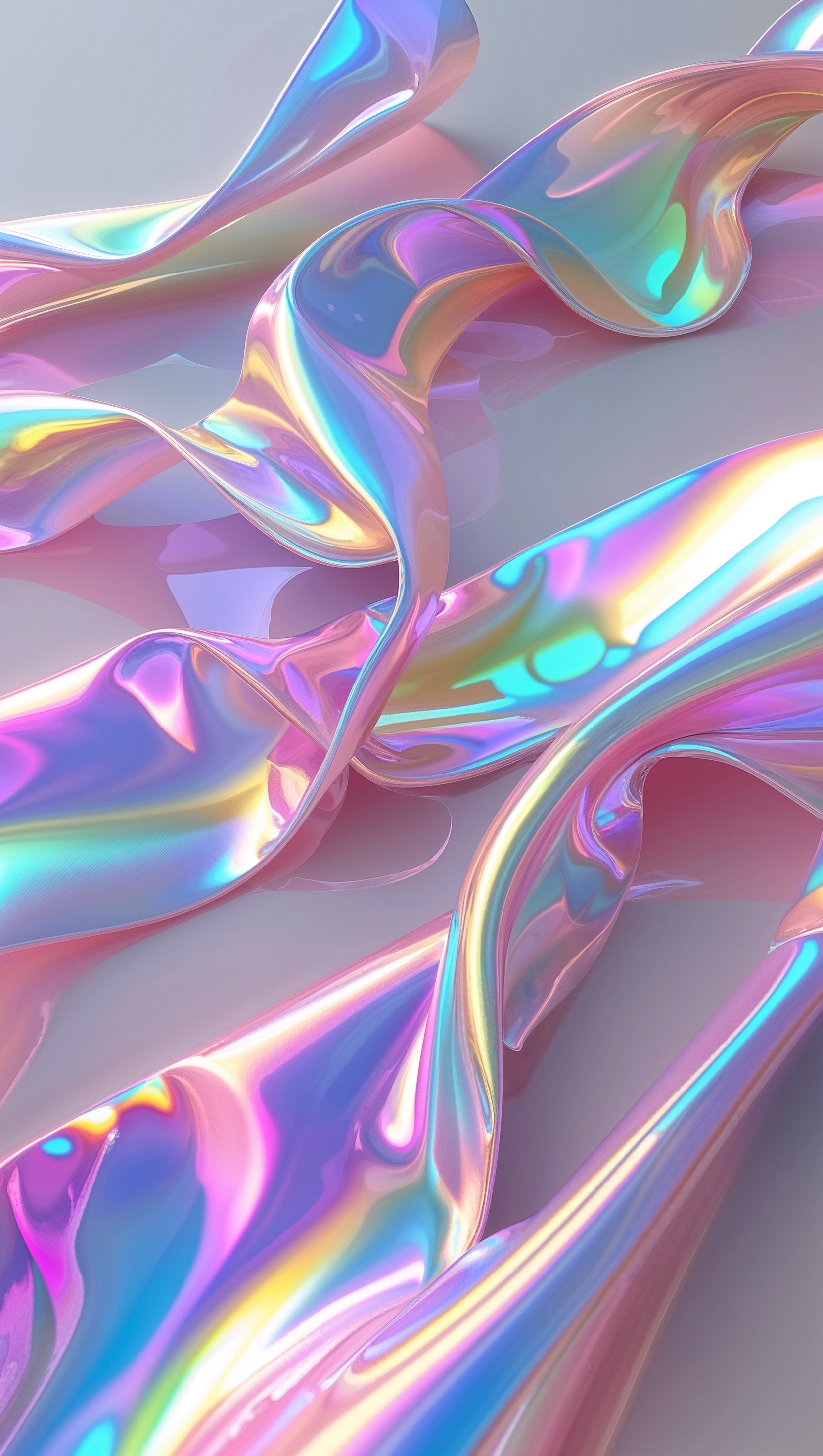 Abstract flowing ribbons in glossy colors with smooth reflections
